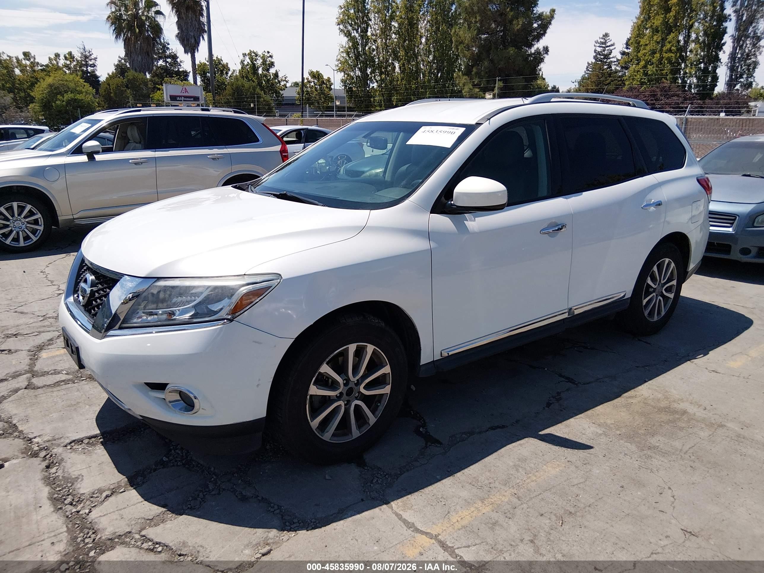 2014 Nissan Pathfinder Sl White vin: 5N1AR2MN4EC622002