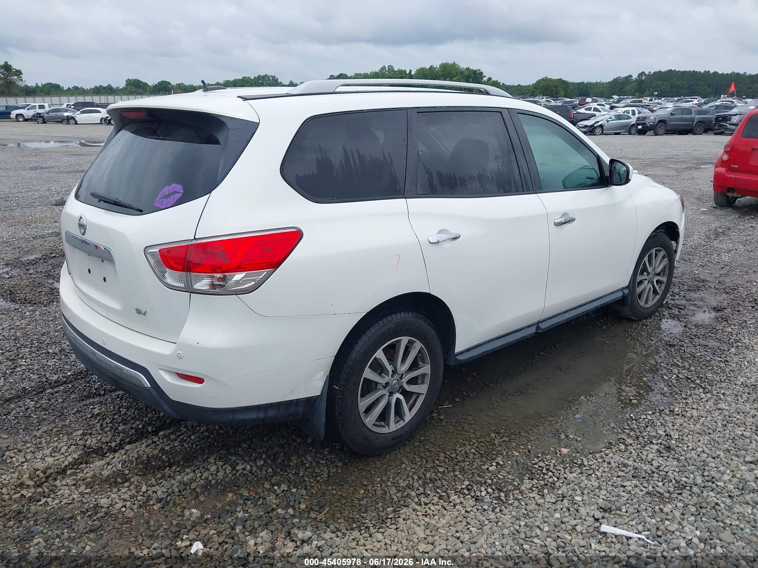 2014 Nissan Pathfinder Sv White vin: 5N1AR2MN4EC654237