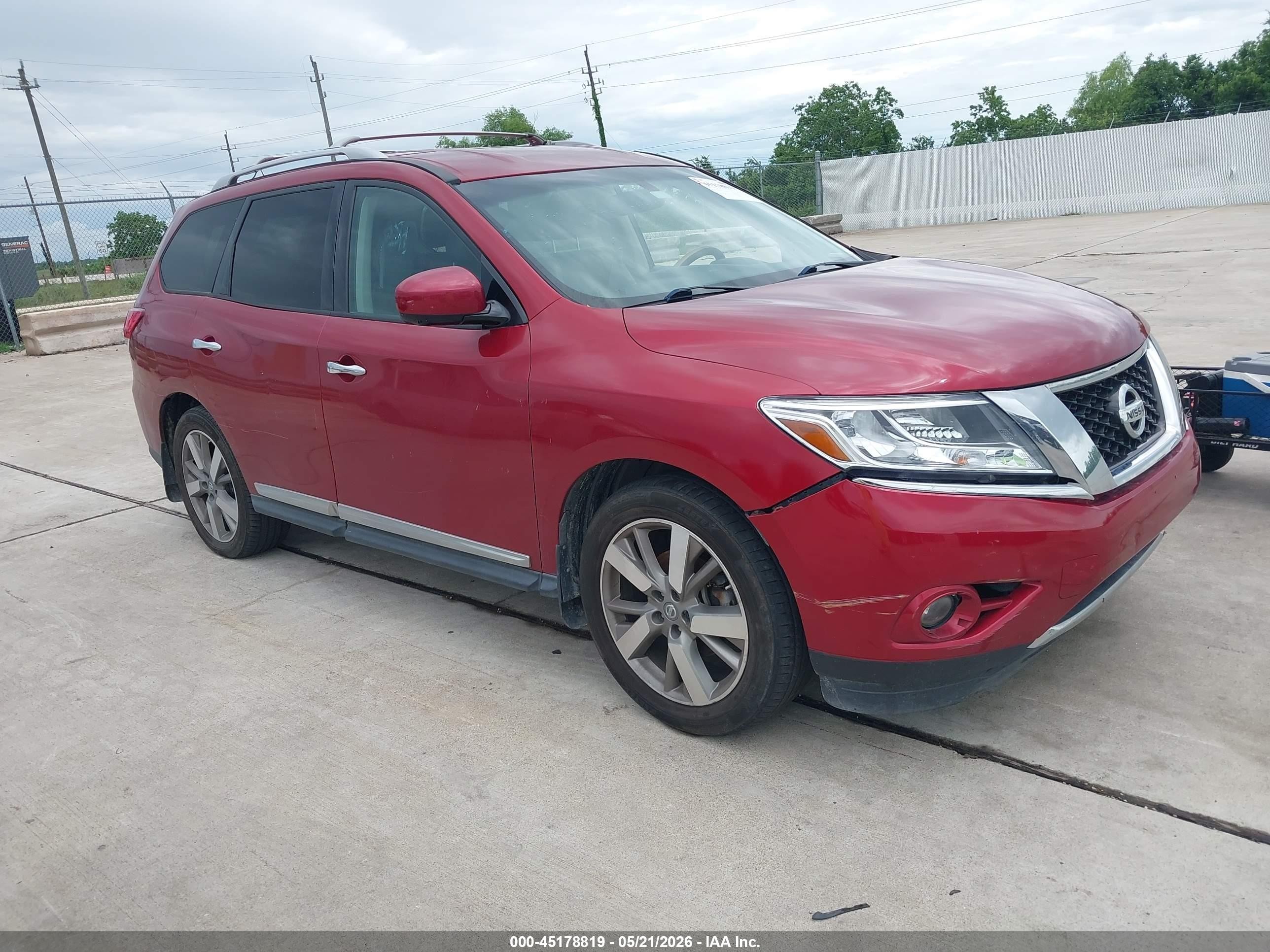 2014 Nissan Pathfinder Platinum Red vin: 5N1AR2MN4EC687738