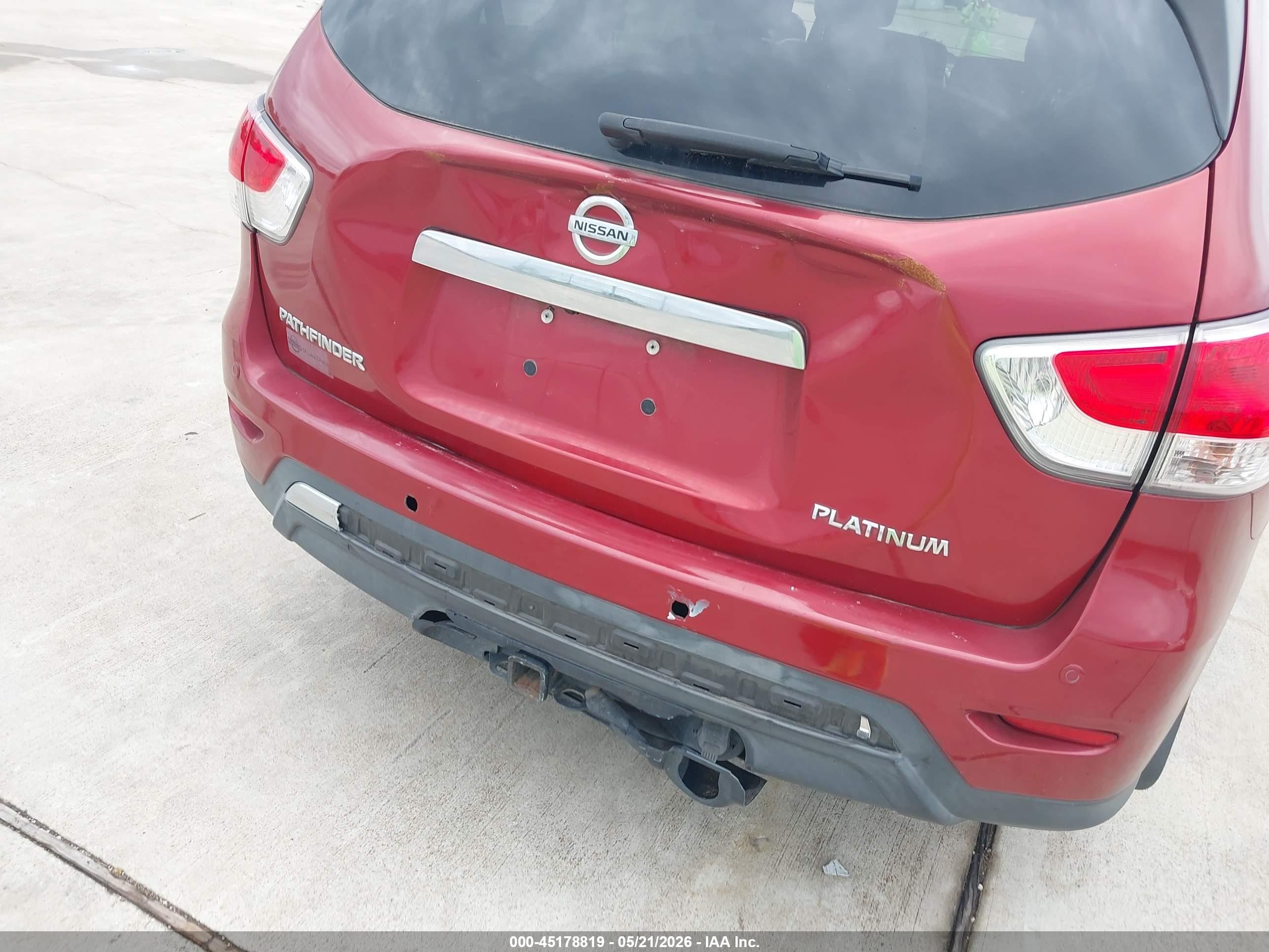2014 Nissan Pathfinder Platinum Red vin: 5N1AR2MN4EC687738