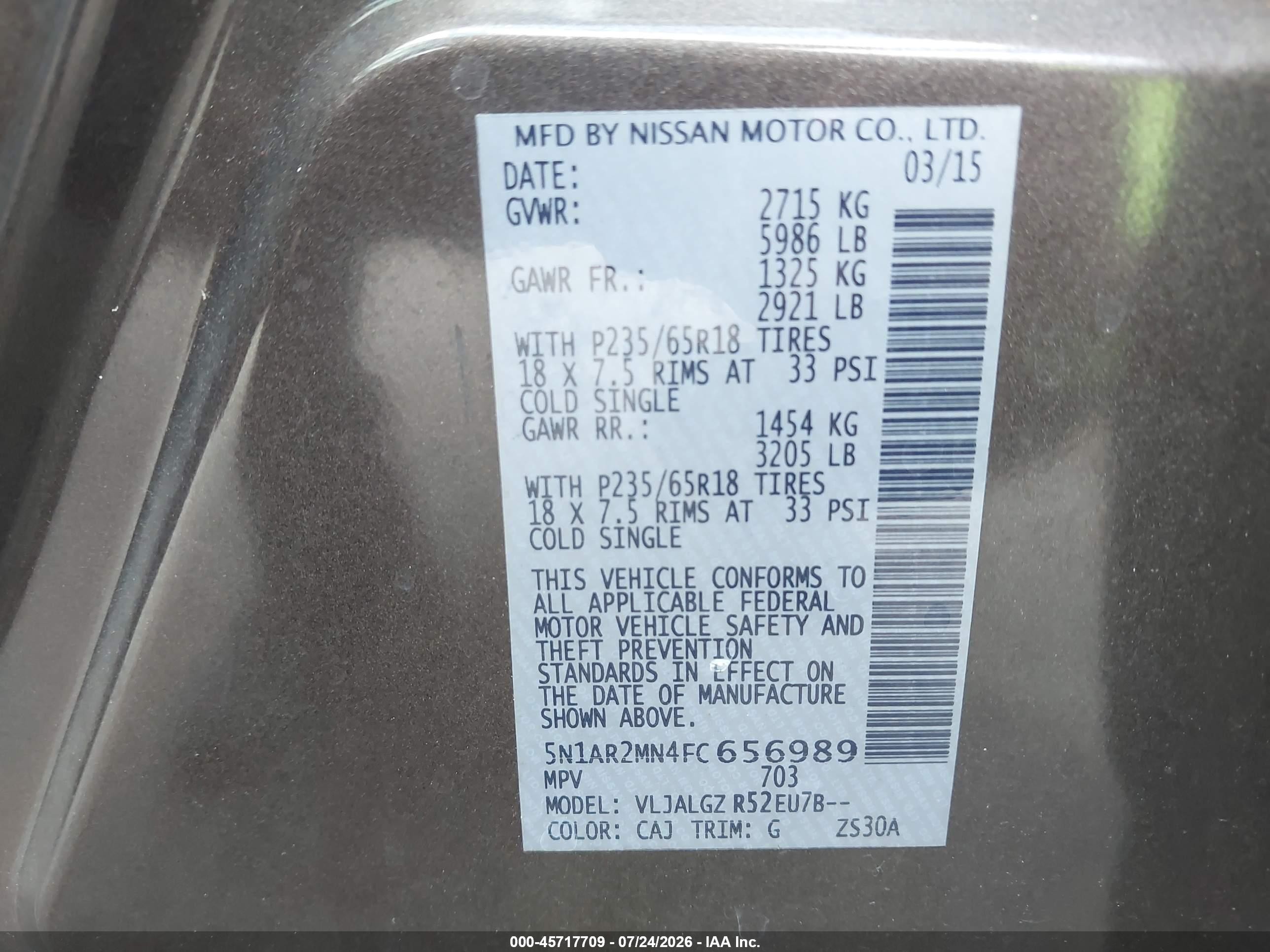 2015 Nissan Pathfinder Sl Коричневый vin: 5N1AR2MN4FC656989
