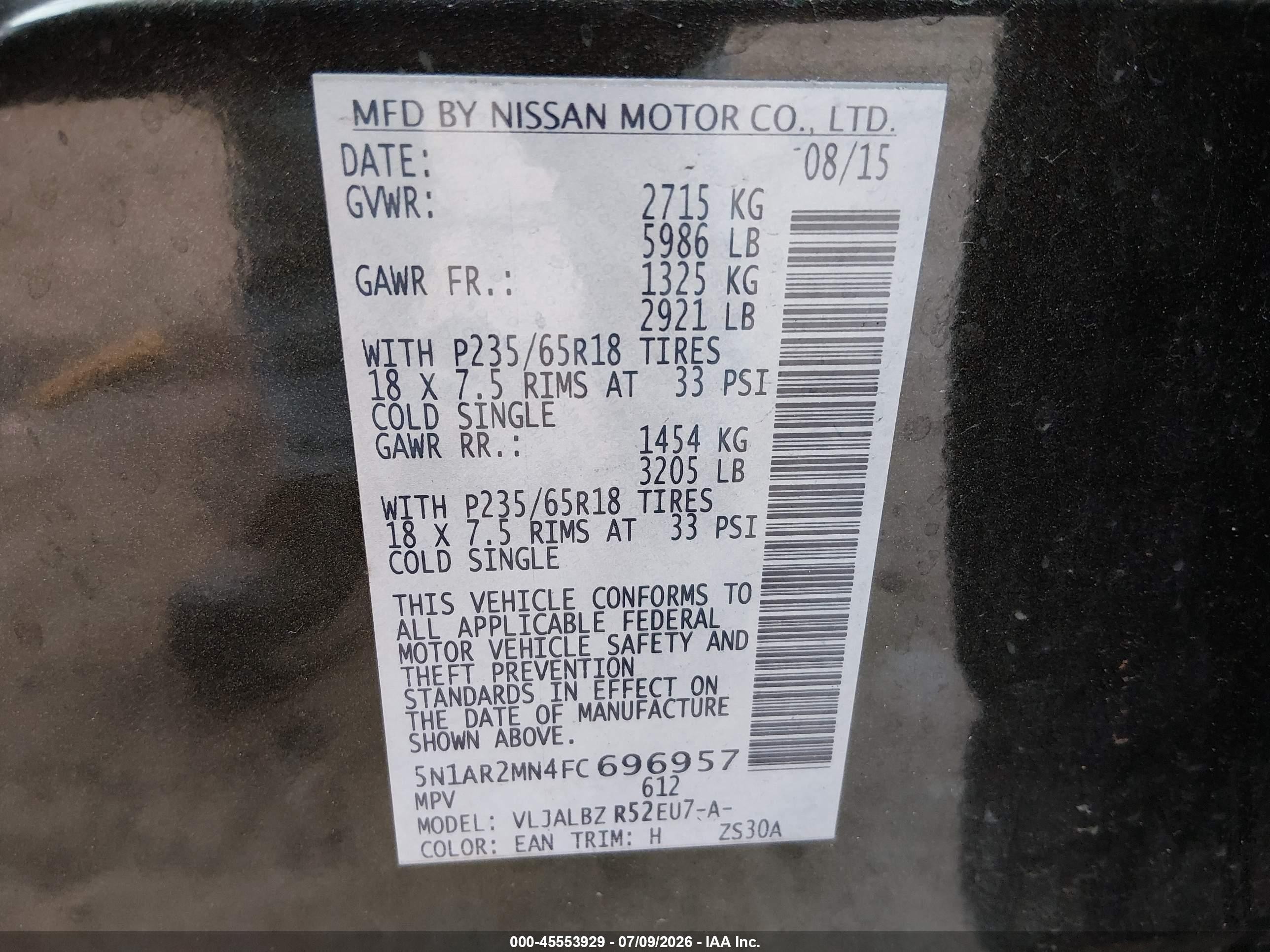 2015 Nissan Pathfinder S Gray vin: 5N1AR2MN4FC696957