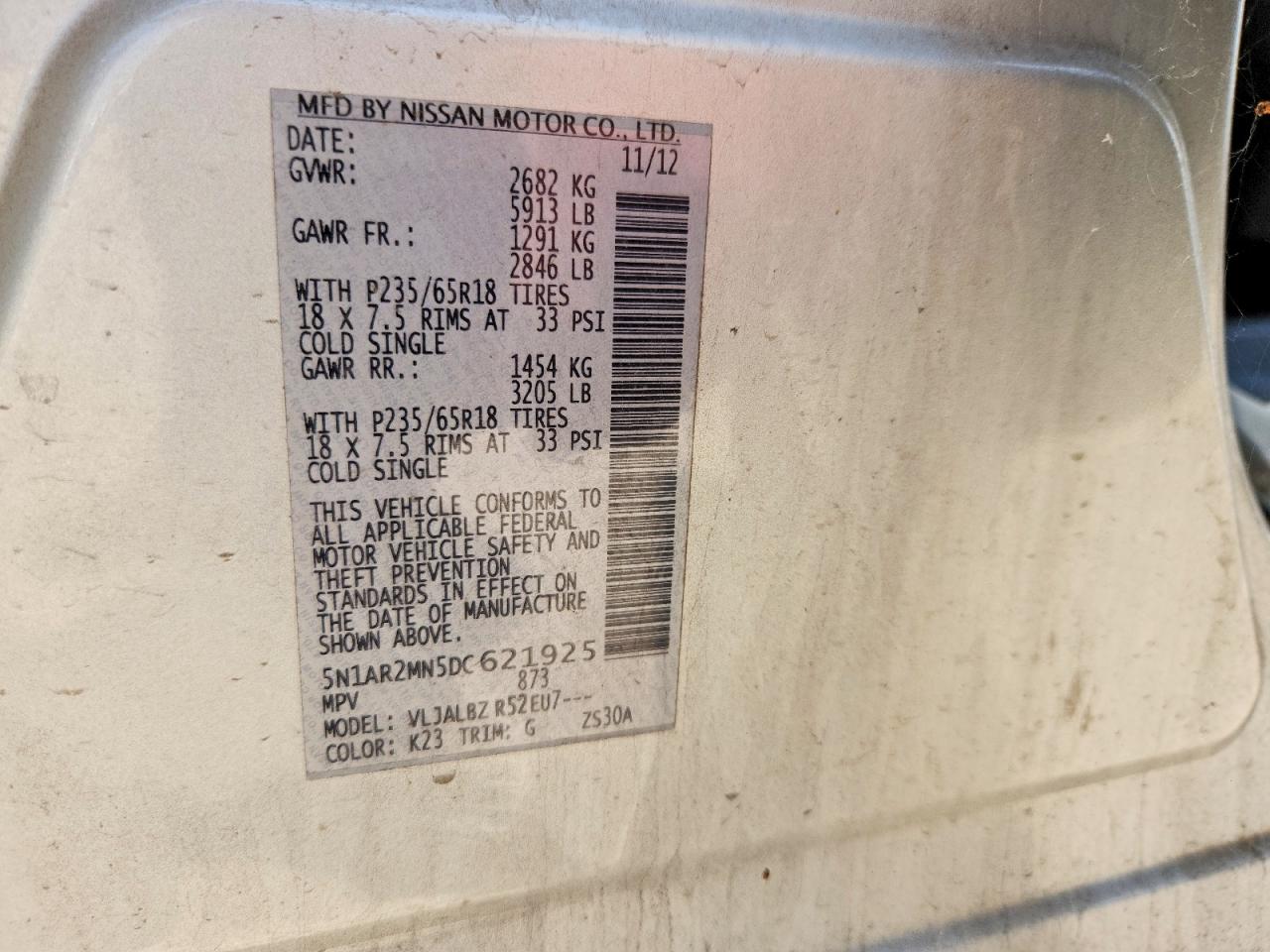 2013 Nissan Pathfinder S Silver vin: 5N1AR2MN5DC621925