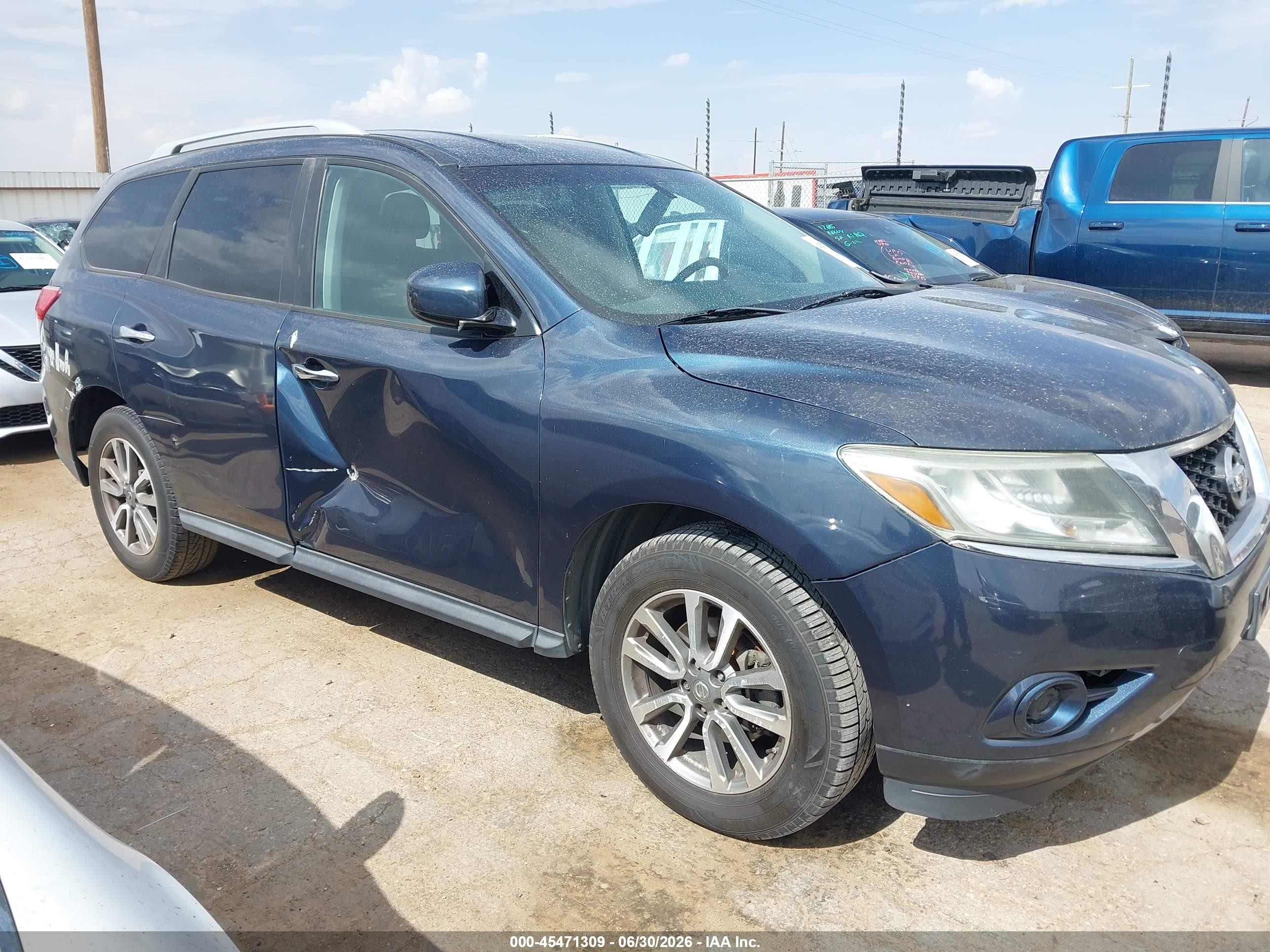 2013 Nissan Pathfinder Sv Blue vin: 5N1AR2MN5DC641494