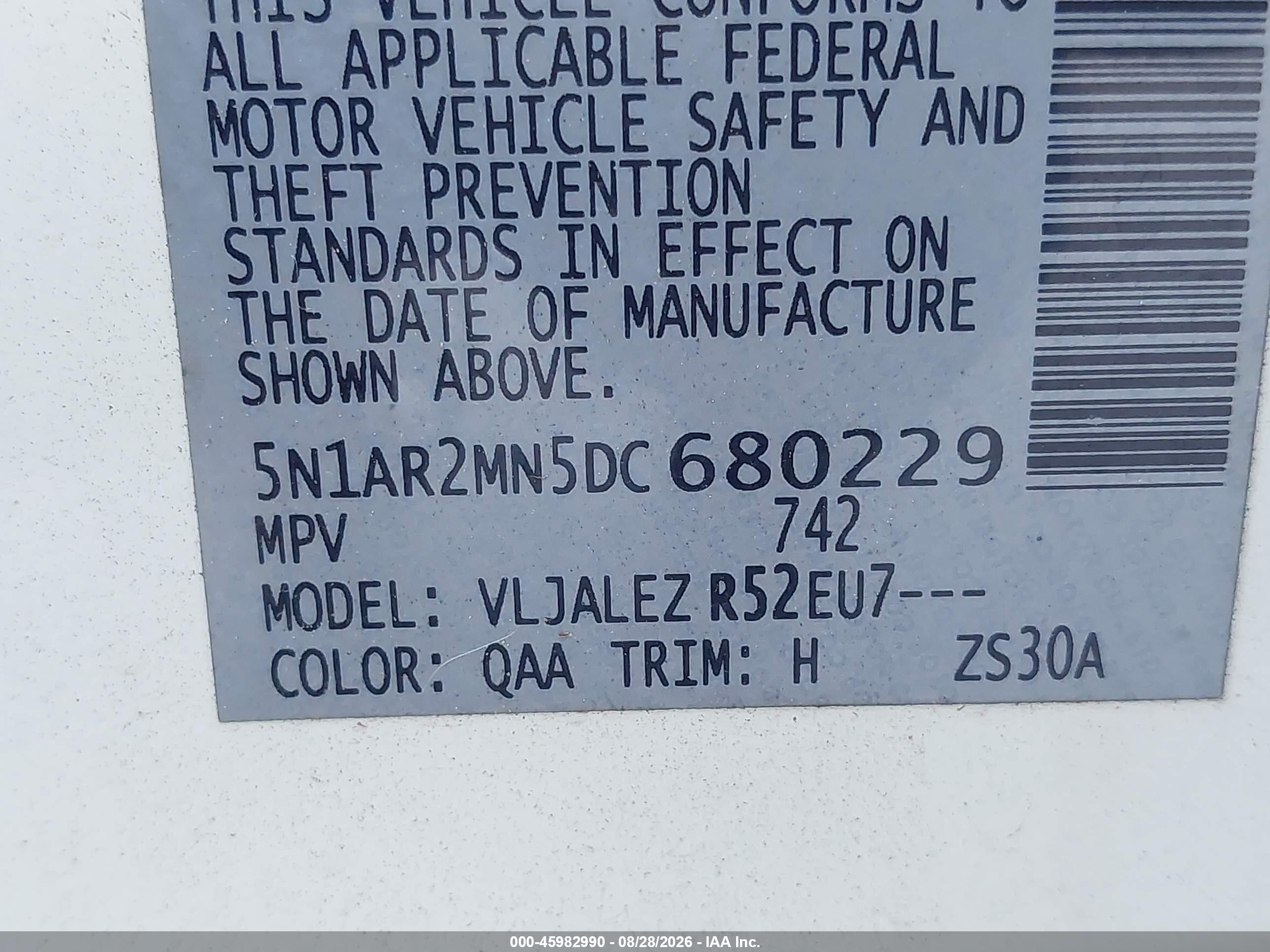 2013 Nissan Pathfinder Sv White vin: 5N1AR2MN5DC680229