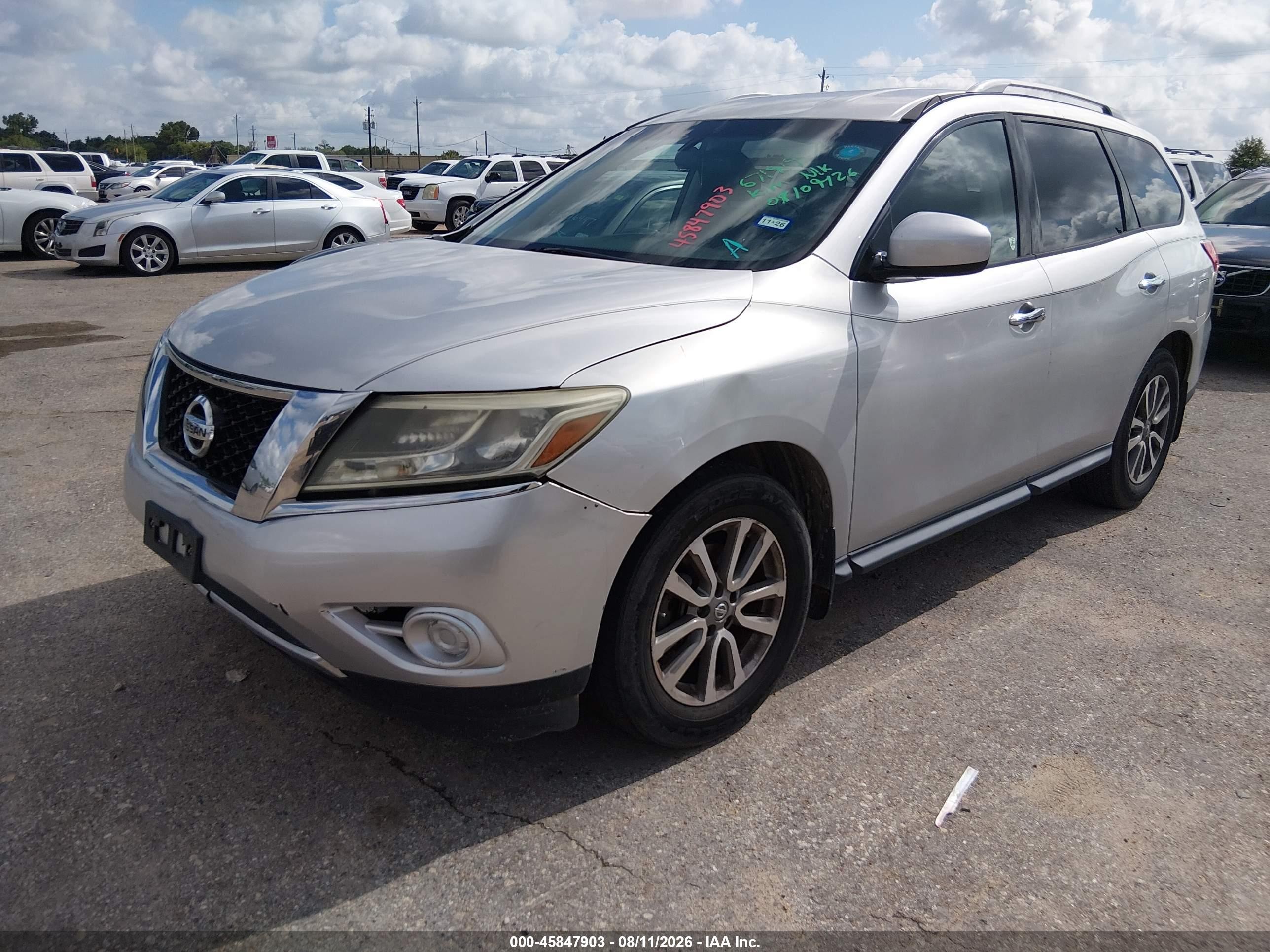2014 Nissan Pathfinder Sv Silver vin: 5N1AR2MN5EC671919