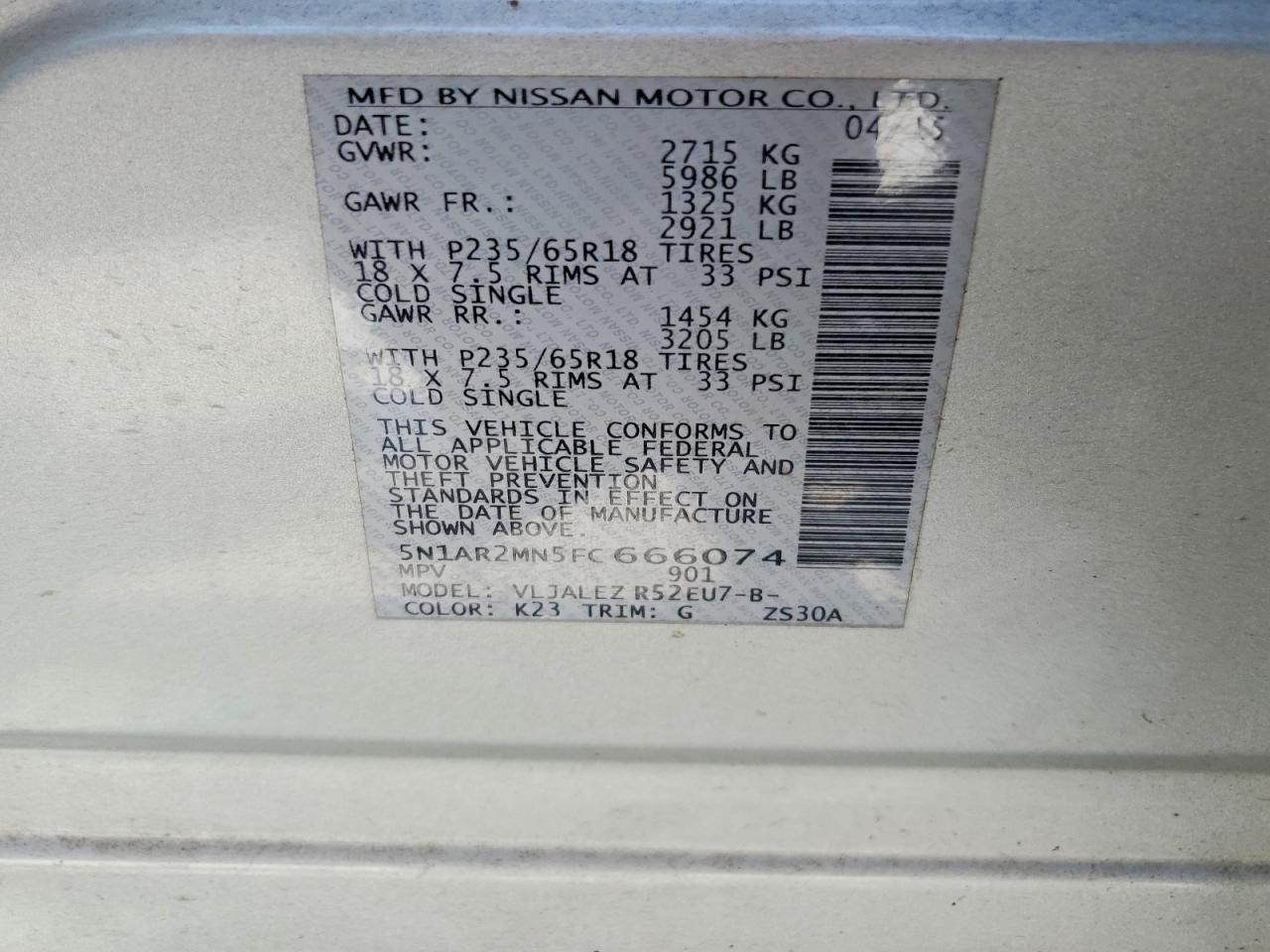 2015 Nissan Pathfinder Sv Silver vin: 5N1AR2MN5FC666074