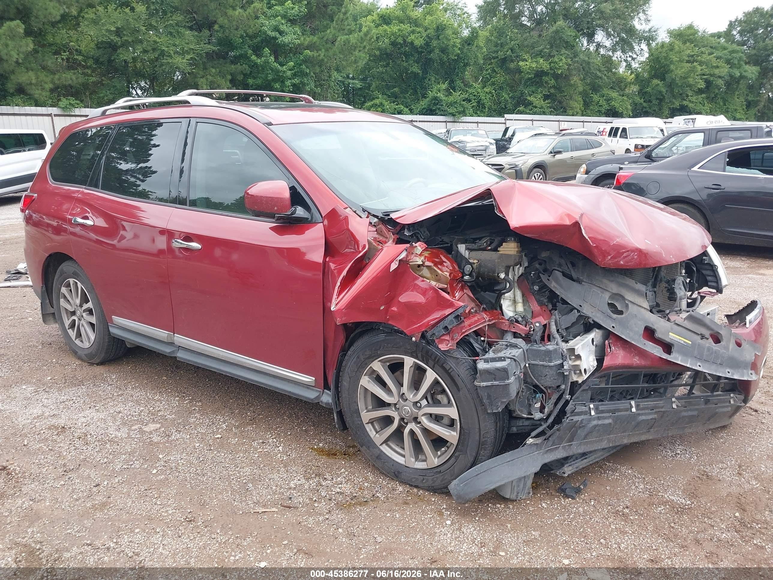 2015 Nissan Pathfinder Sl Red vin: 5N1AR2MN5FC684641