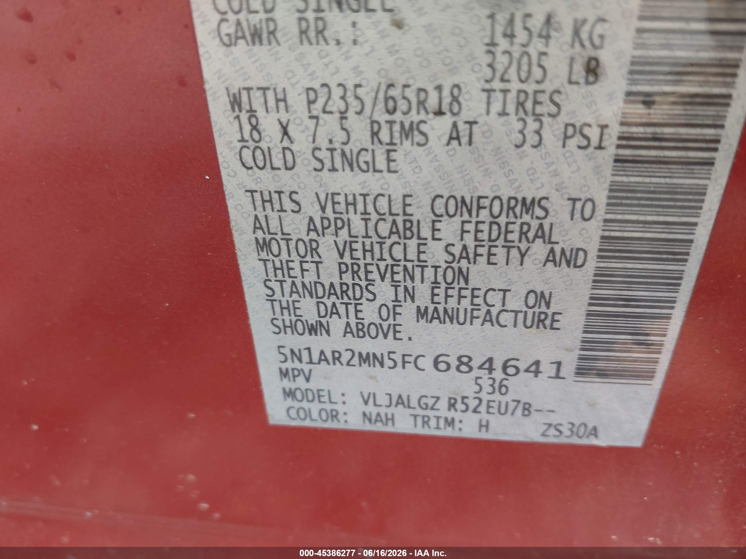 2015 Nissan Pathfinder Sl Красный vin: 5N1AR2MN5FC684641