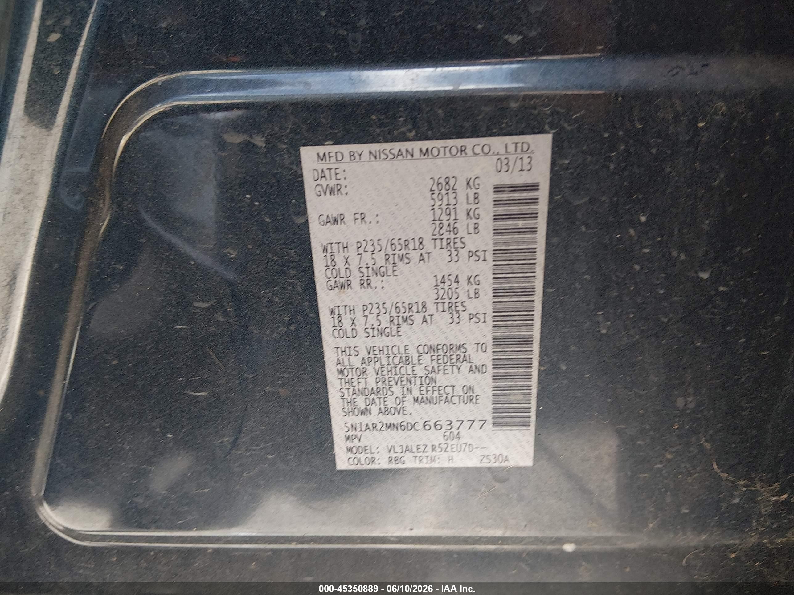 2013 Nissan Pathfinder Sv Black vin: 5N1AR2MN6DC663777