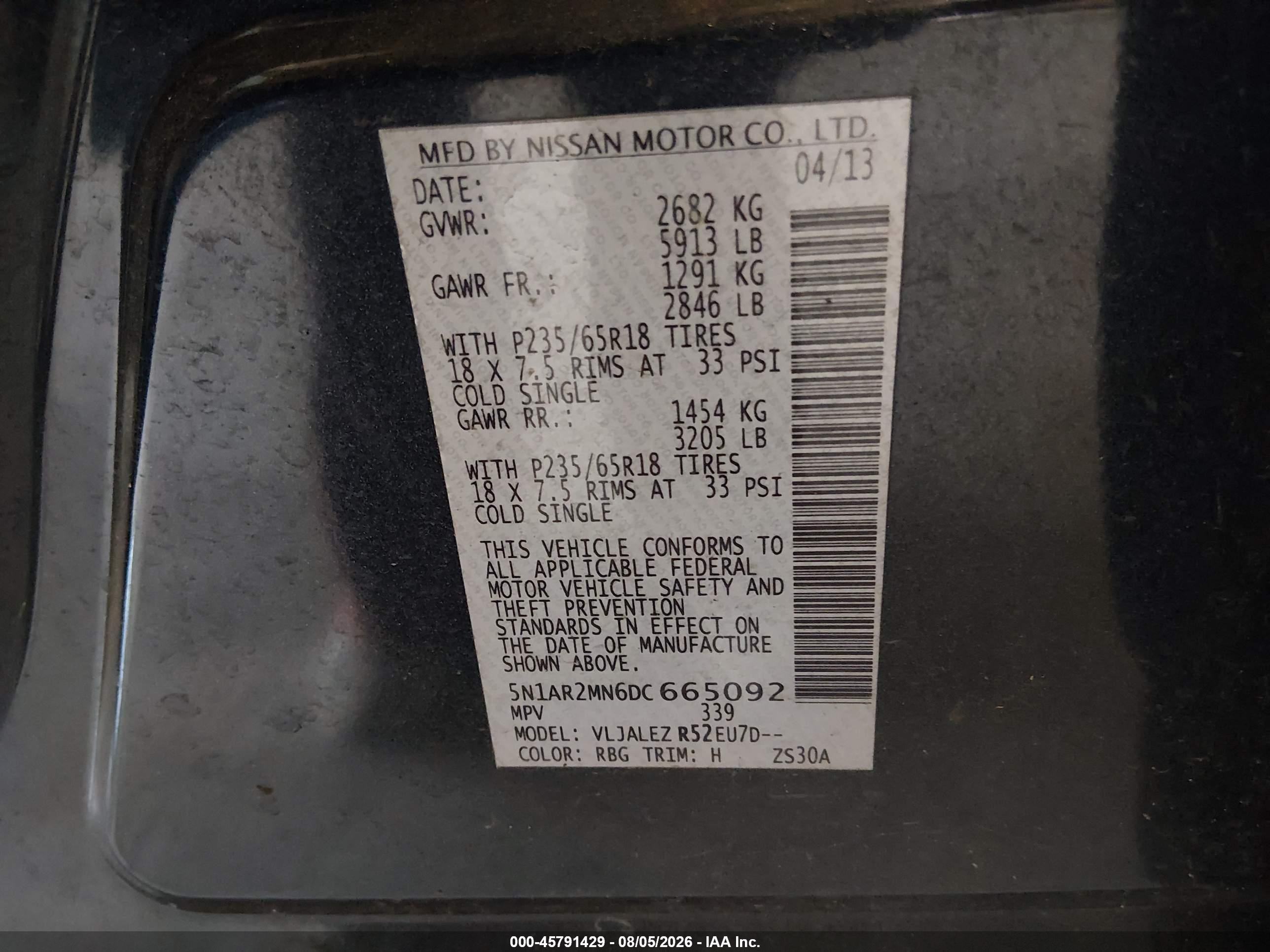 2013 Nissan Pathfinder Sv Blue vin: 5N1AR2MN6DC665092