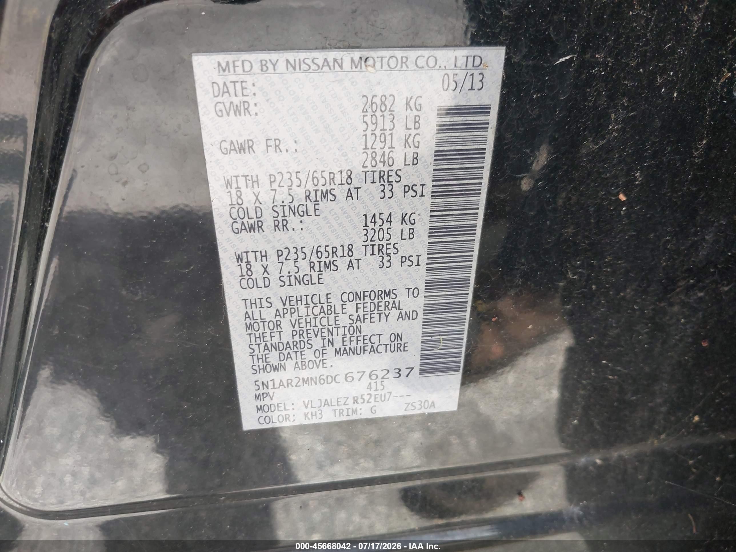 2013 Nissan Pathfinder Sv Black vin: 5N1AR2MN6DC676237