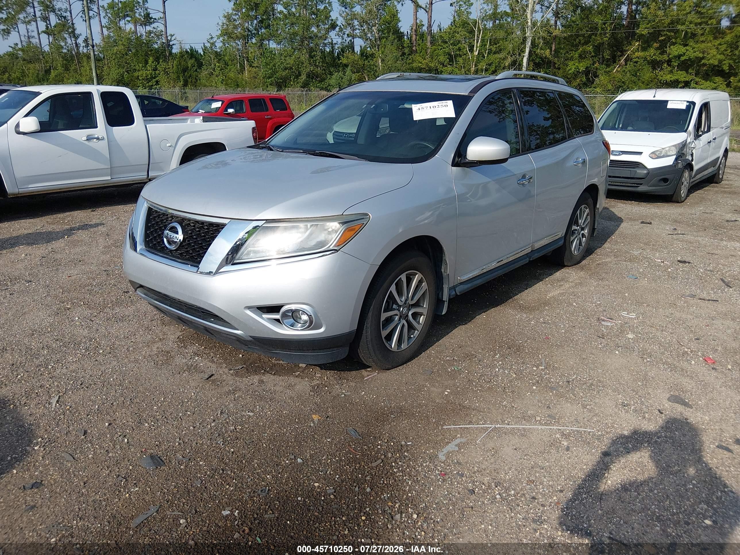 2014 Nissan Pathfinder S/sv/sl/platinum Silver vin: 5N1AR2MN6EC634930