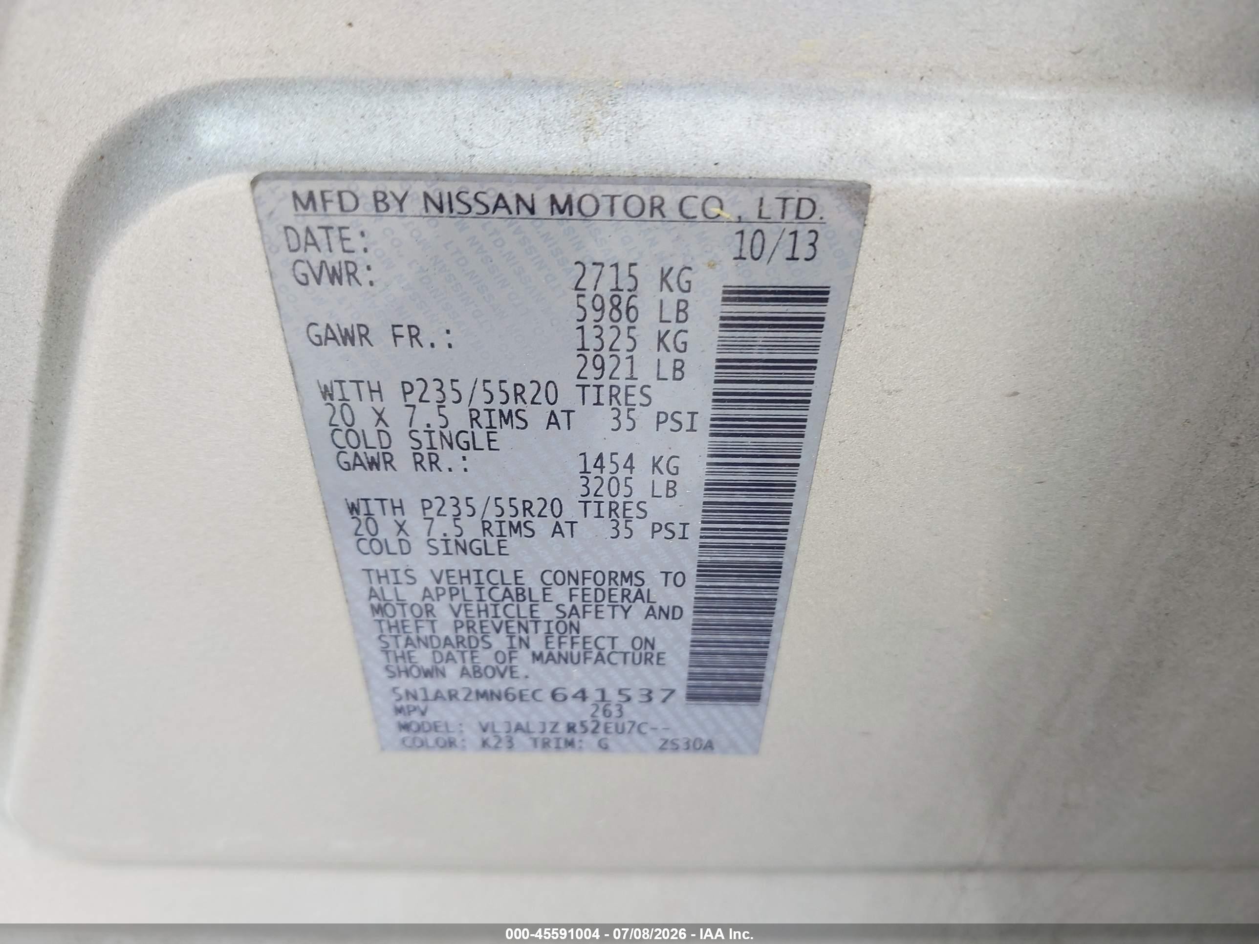 2014 Nissan Pathfinder Platinum Silver vin: 5N1AR2MN6EC641537