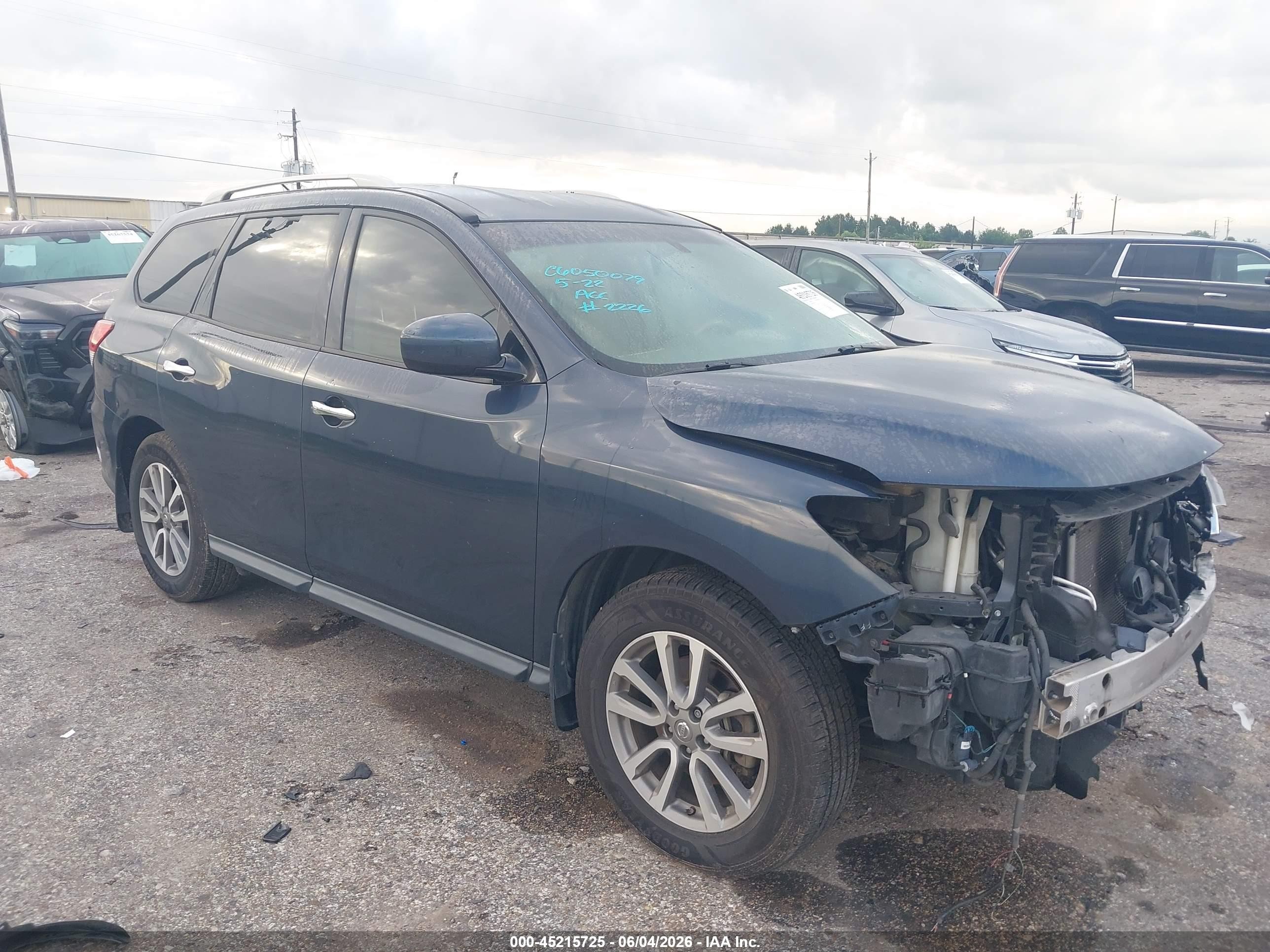 2014 Nissan Pathfinder Sv Dark Blue vin: 5N1AR2MN6EC732226