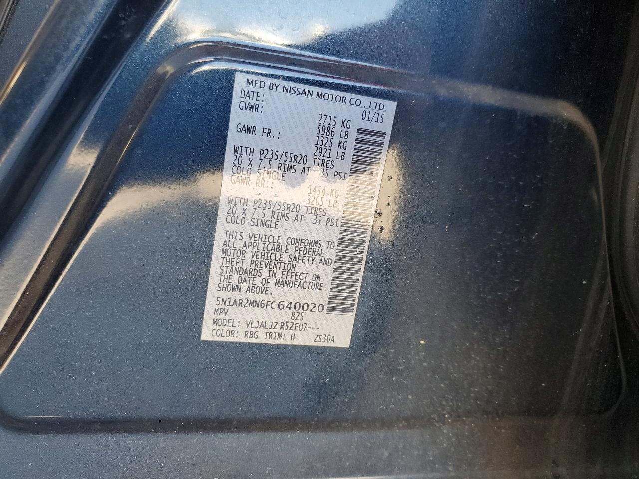 2015 Nissan Pathfinder S Синий vin: 5N1AR2MN6FC640020