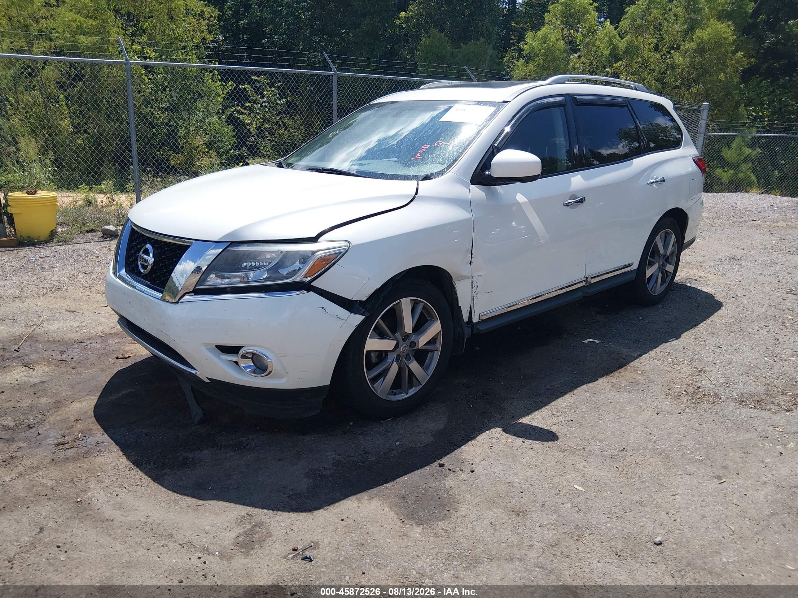 2015 Nissan Pathfinder Platinum White vin: 5N1AR2MN6FC656847