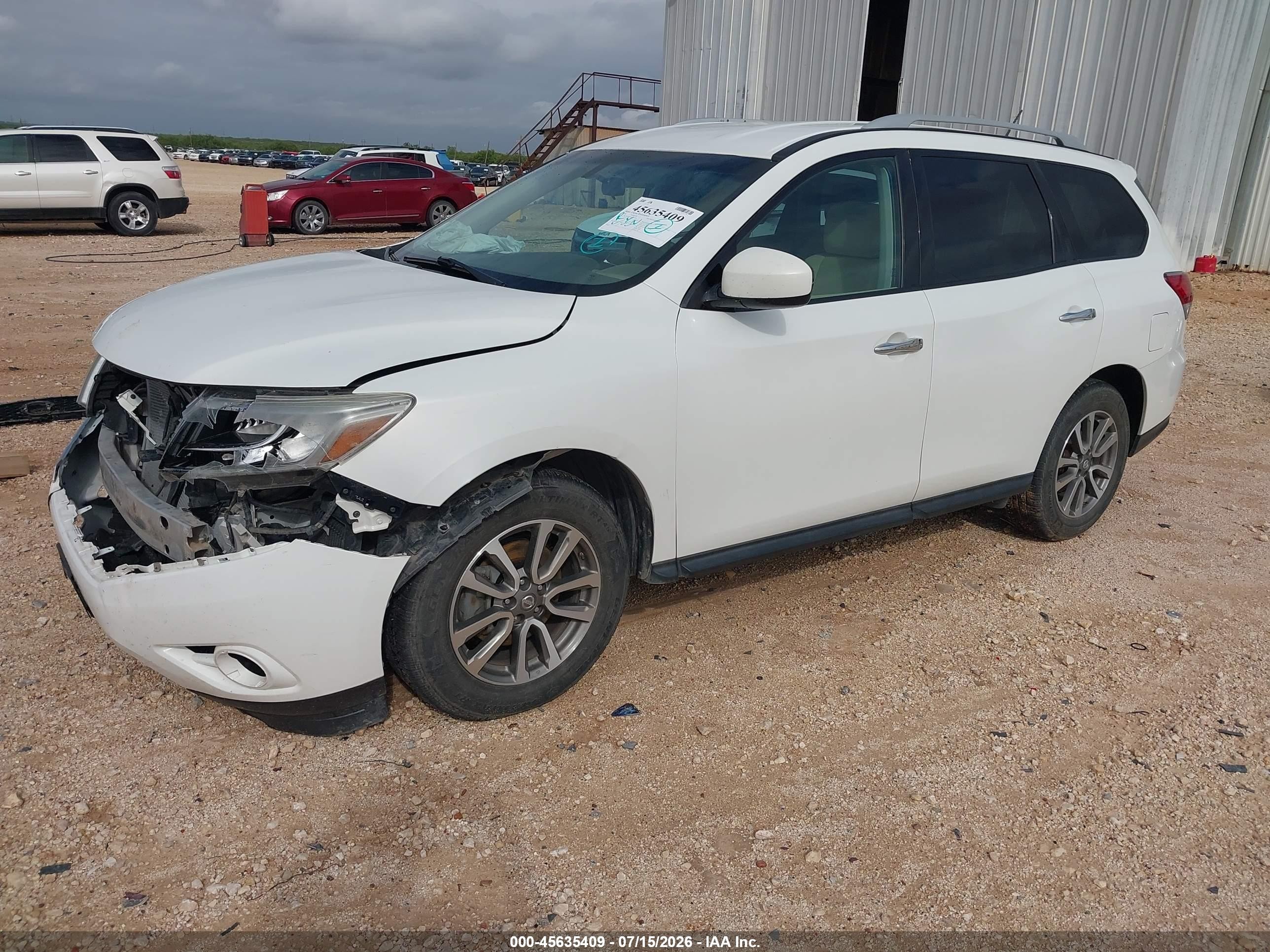2014 Nissan Pathfinder Sv White vin: 5N1AR2MN7EC617554
