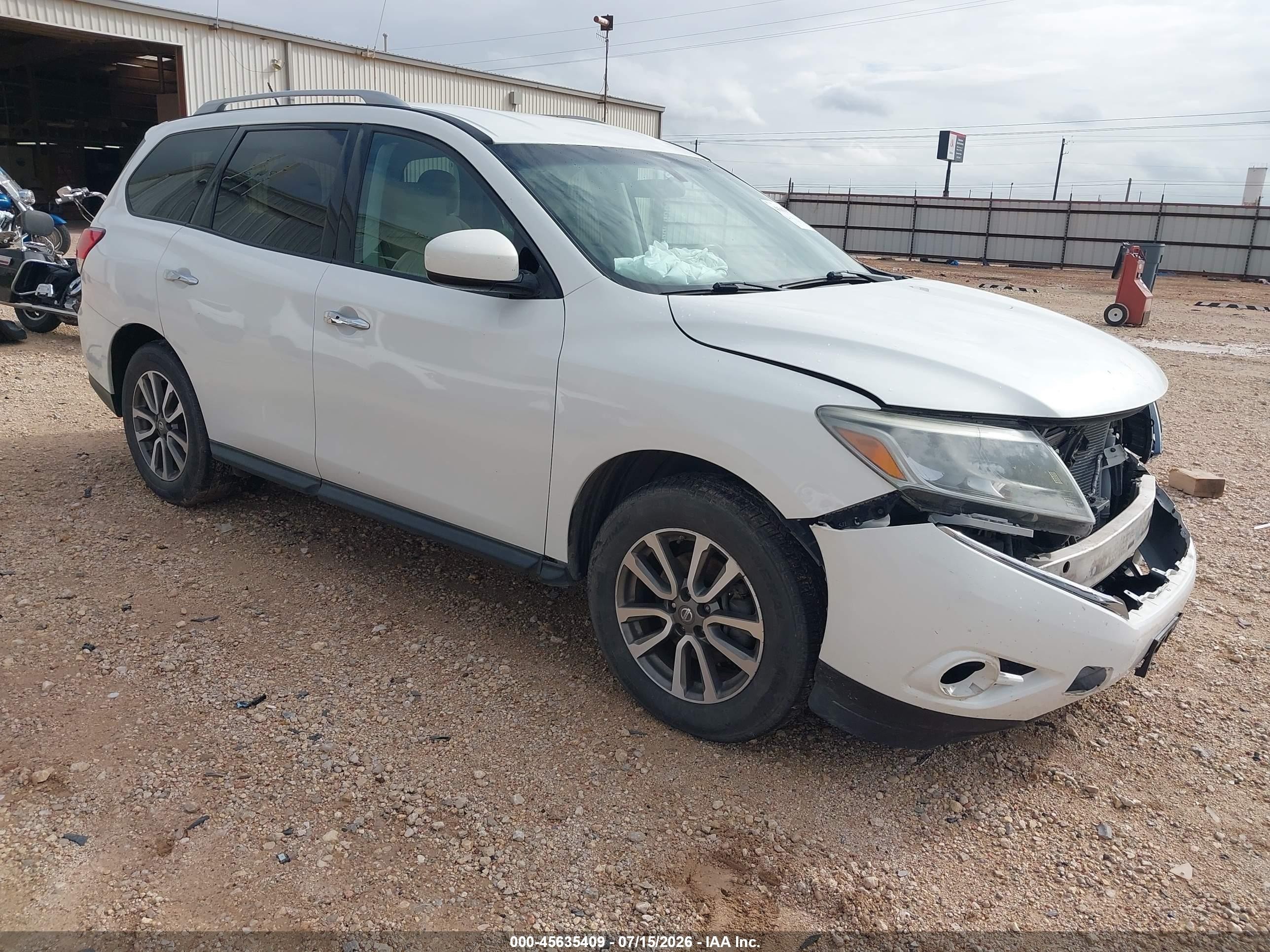 2014 Nissan Pathfinder Sv White vin: 5N1AR2MN7EC617554