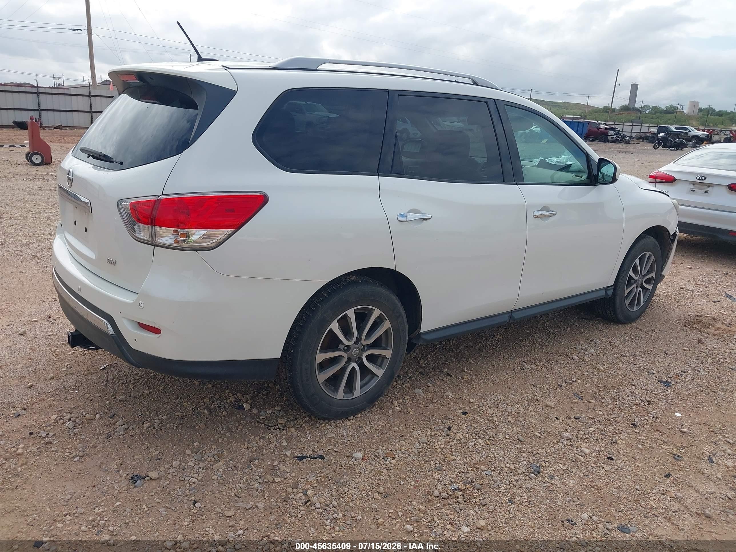 2014 Nissan Pathfinder Sv White vin: 5N1AR2MN7EC617554