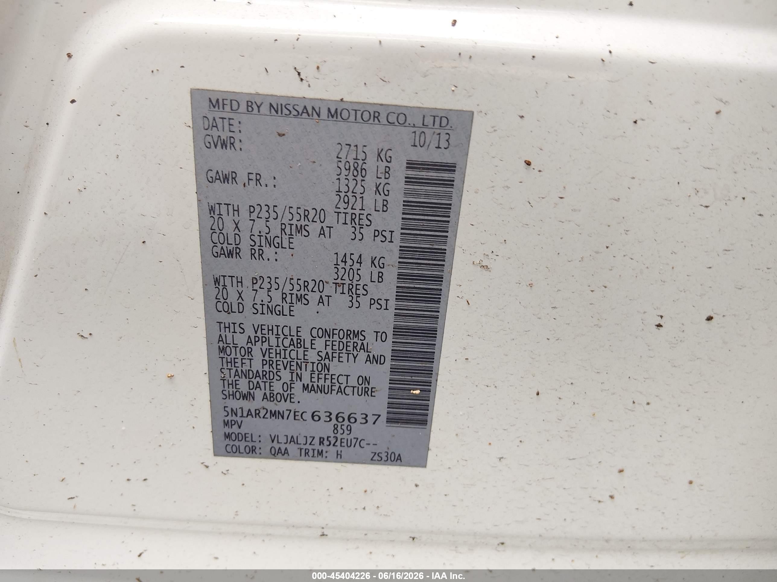 2014 Nissan Pathfinder Platinum White vin: 5N1AR2MN7EC636637