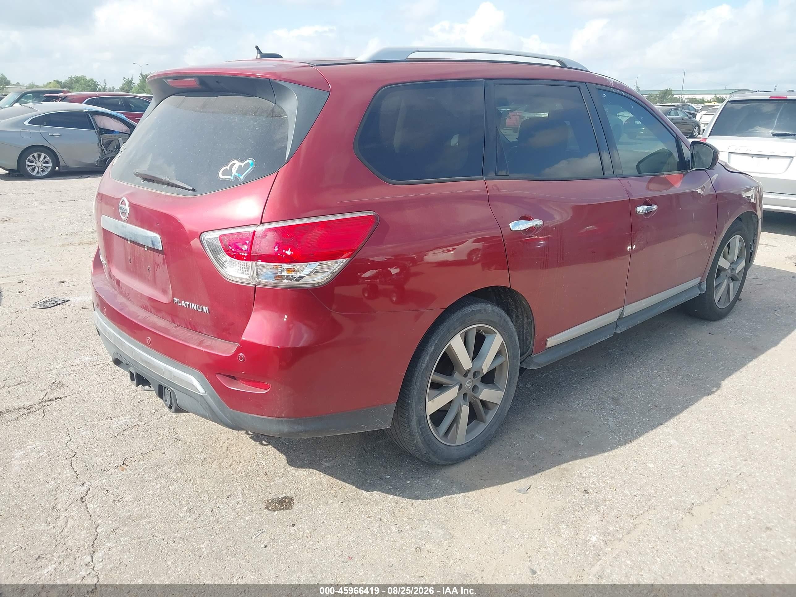 2014 Nissan Pathfinder Platinum Red vin: 5N1AR2MN7EC637948