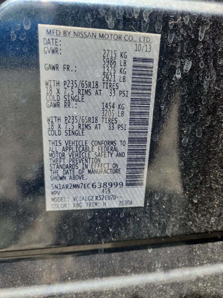 2014 Nissan Pathfinder Sl Синий vin: 5N1AR2MN7EC638999