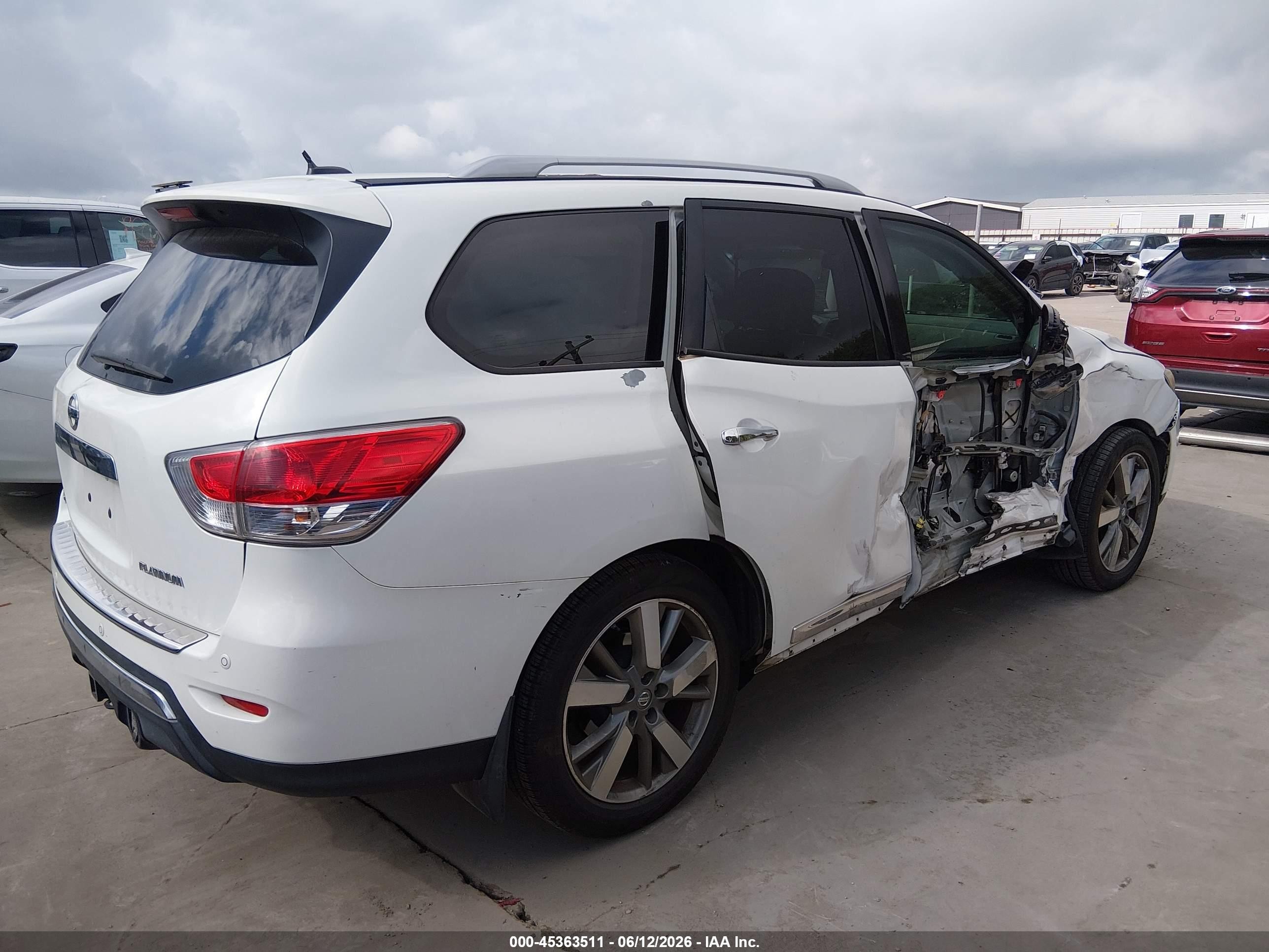 2014 Nissan Pathfinder Platinum White vin: 5N1AR2MN7EC699334