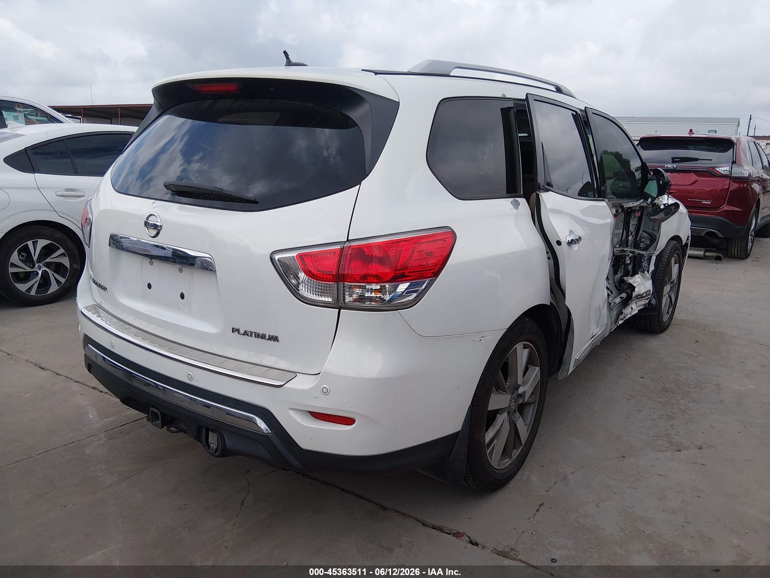 2014 Nissan Pathfinder Platinum White vin: 5N1AR2MN7EC699334