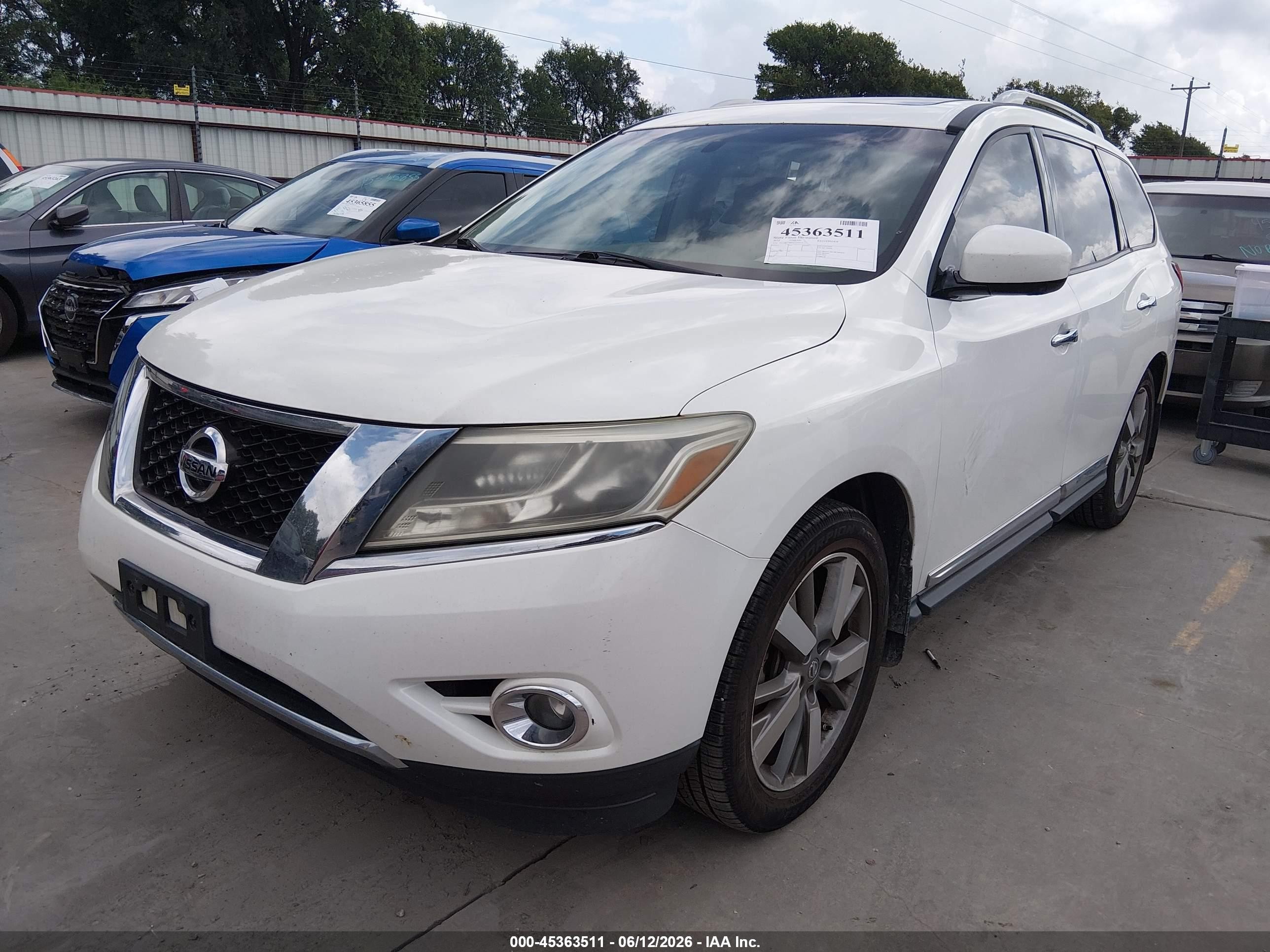 2014 Nissan Pathfinder Platinum White vin: 5N1AR2MN7EC699334