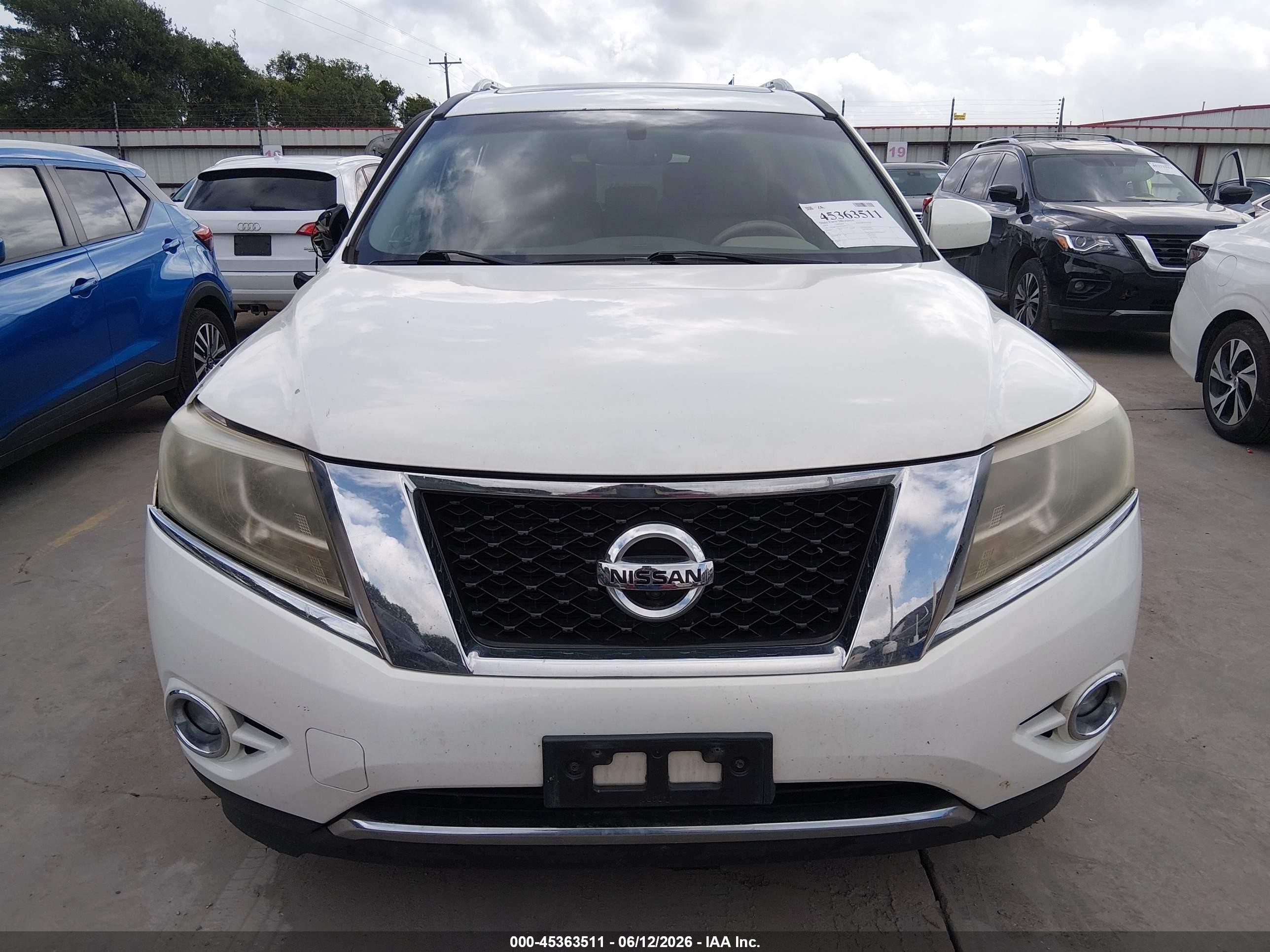 2014 Nissan Pathfinder Platinum White vin: 5N1AR2MN7EC699334