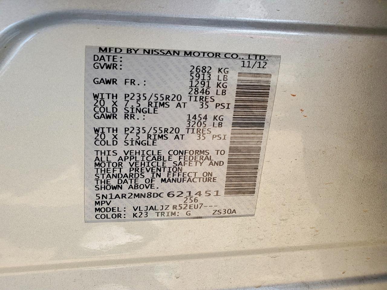 2013 Nissan Pathfinder S Серебряный vin: 5N1AR2MN8DC621451