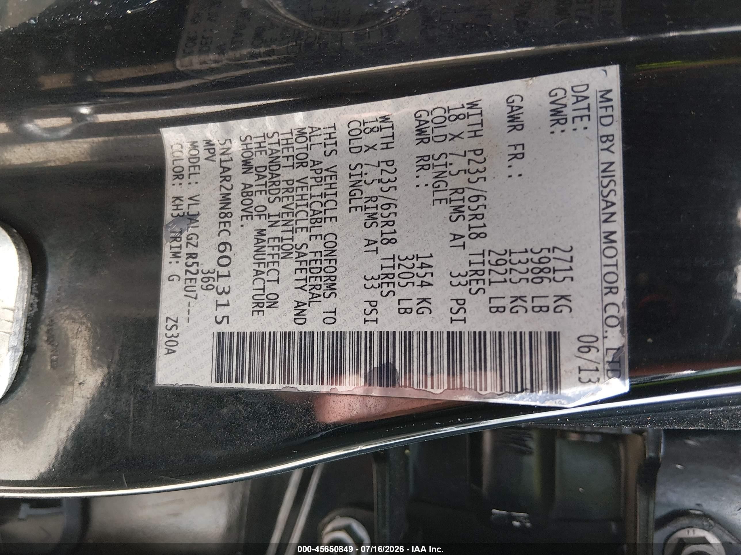 2014 Nissan Pathfinder Sl Black vin: 5N1AR2MN8EC601315