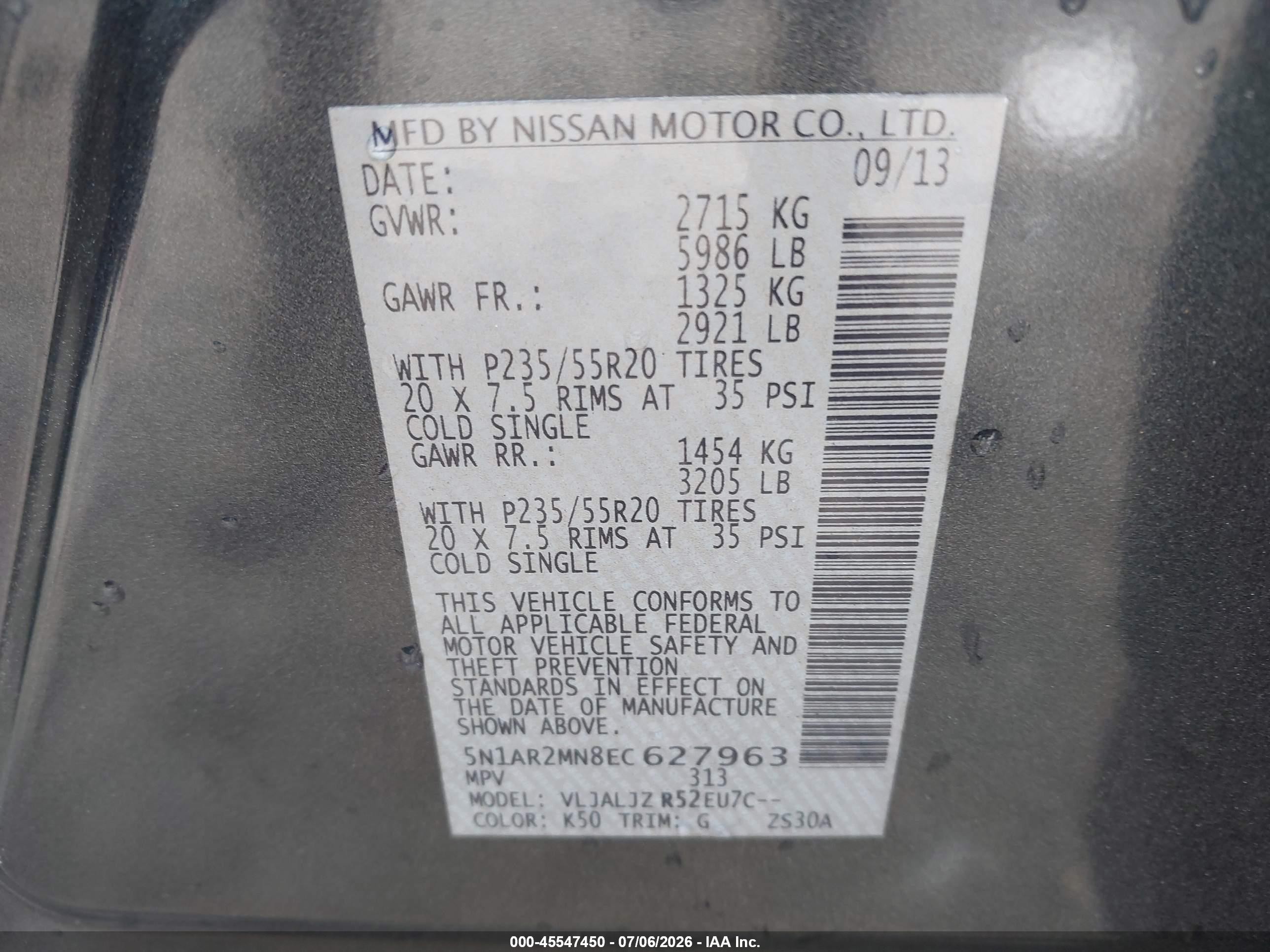 2014 Nissan Pathfinder Platinum Silver vin: 5N1AR2MN8EC627963