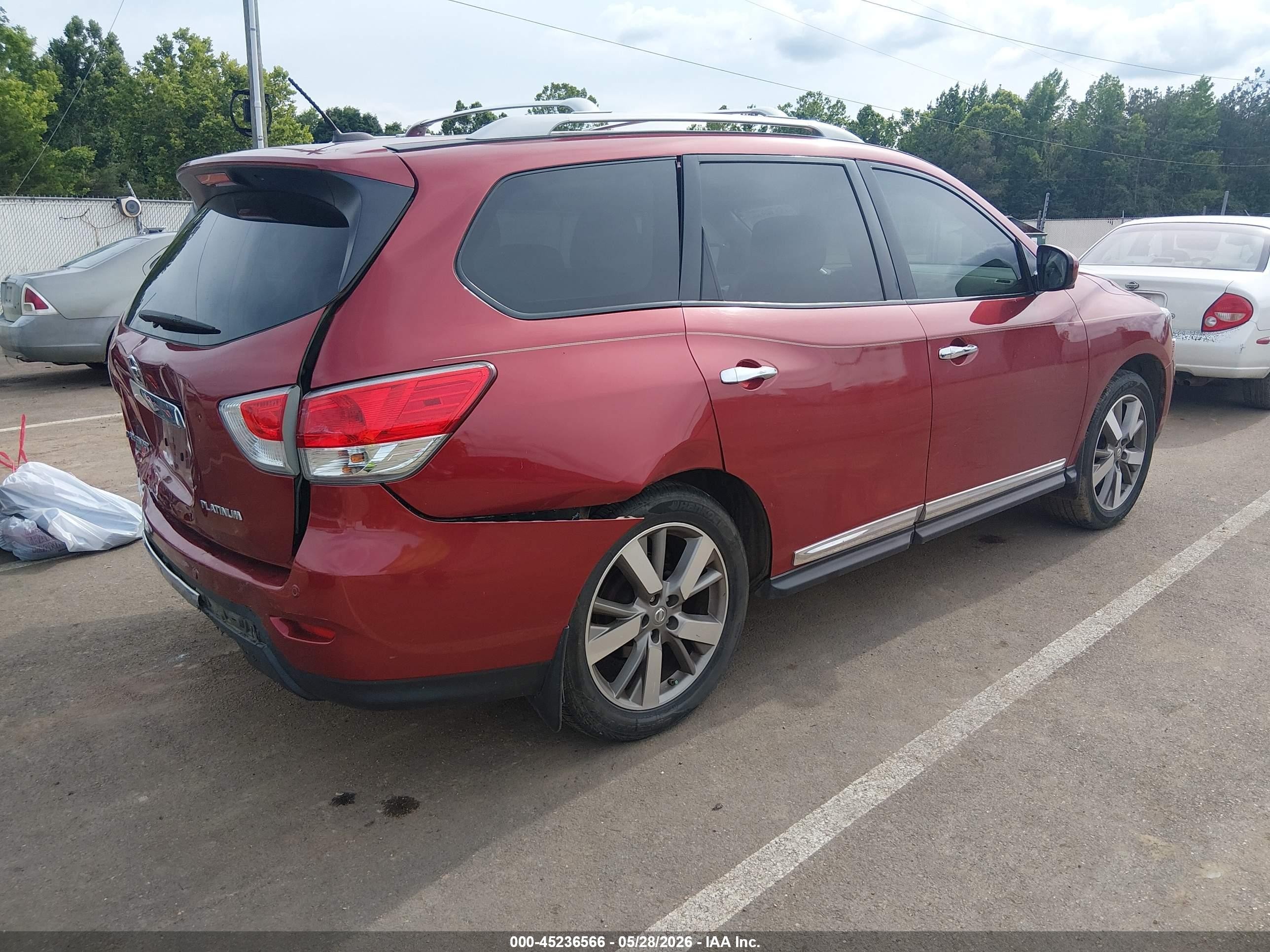 2014 Nissan Pathfinder Platinum Red vin: 5N1AR2MN8EC712267