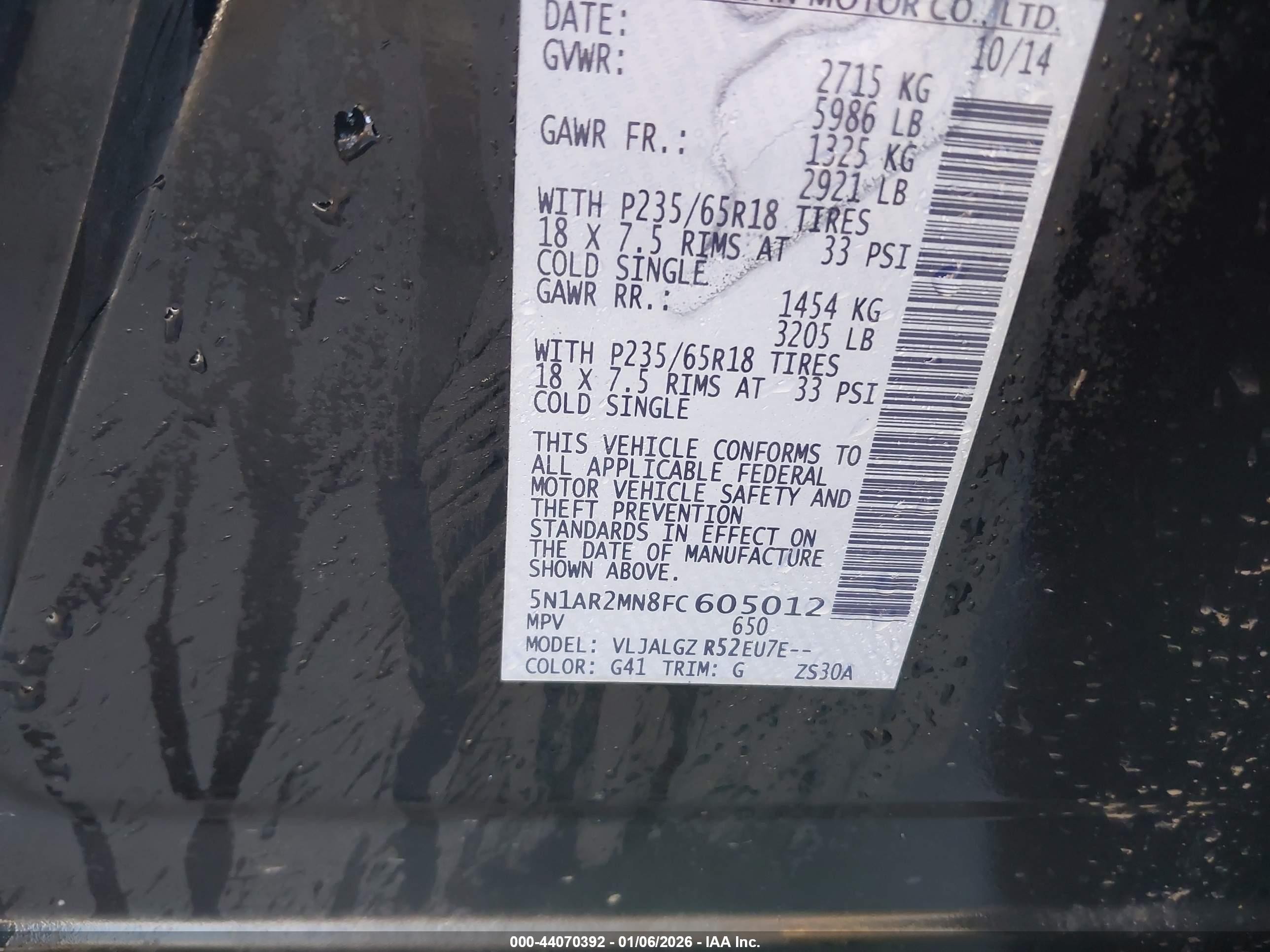 2015 Nissan Pathfinder Sl Черный vin: 5N1AR2MN8FC605012