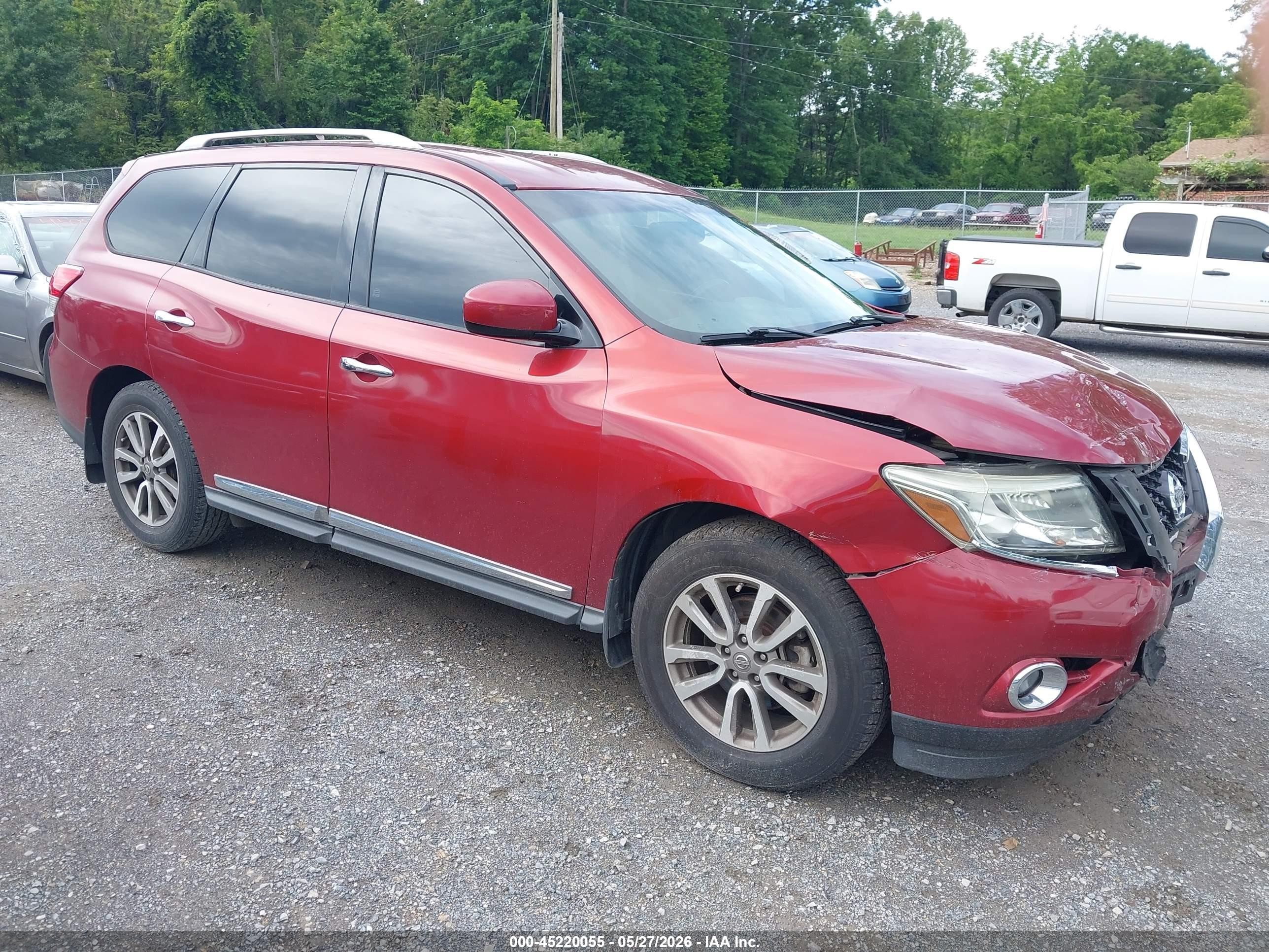 2015 Nissan Pathfinder Sl Red vin: 5N1AR2MN8FC643856