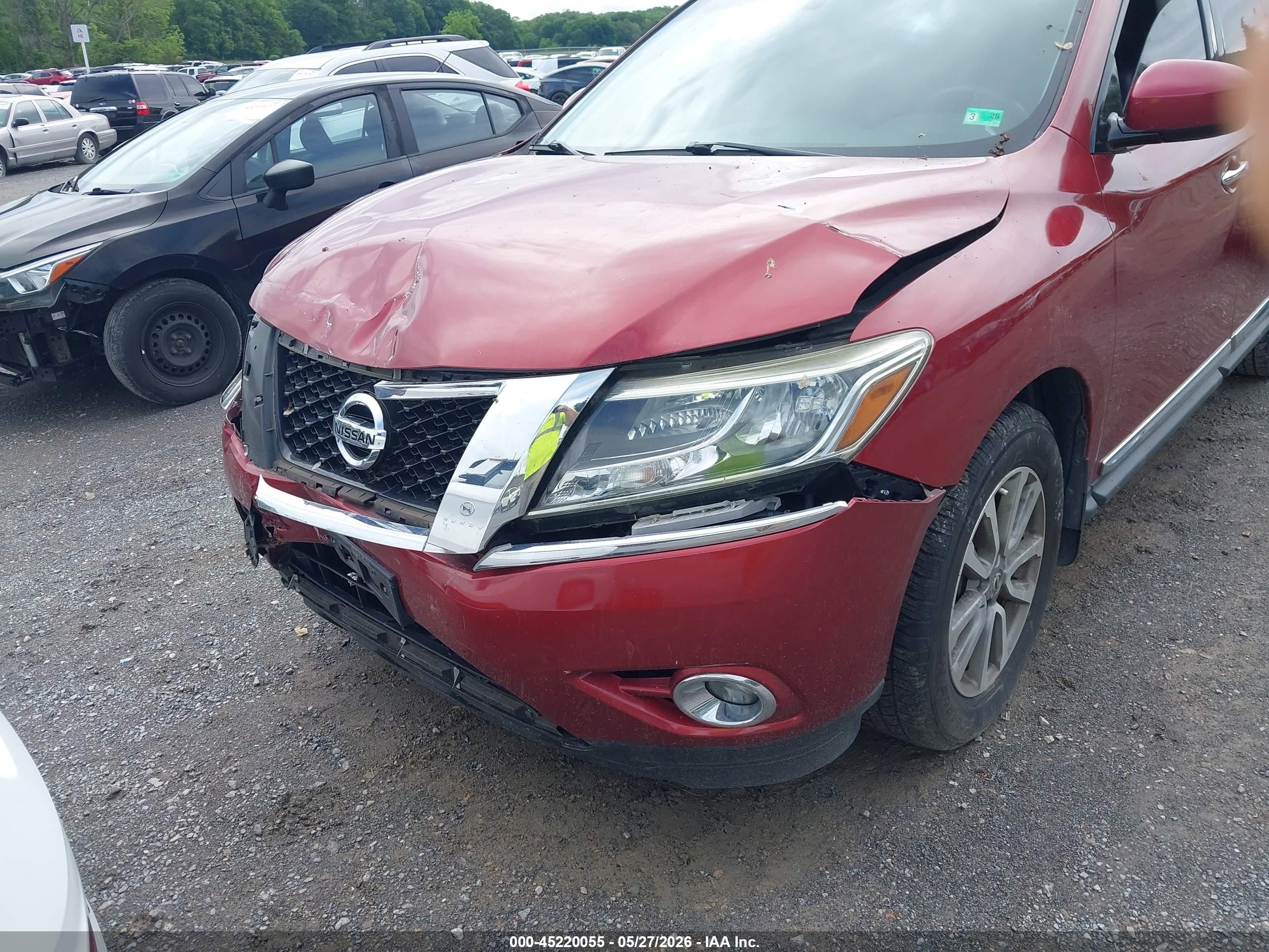 2015 Nissan Pathfinder Sl Red vin: 5N1AR2MN8FC643856