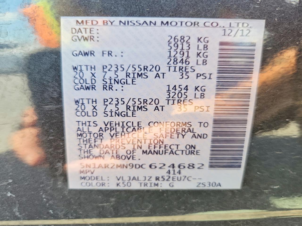 2013 Nissan Pathfinder S/sv/sl/platinum Gray vin: 5N1AR2MN9DC624682