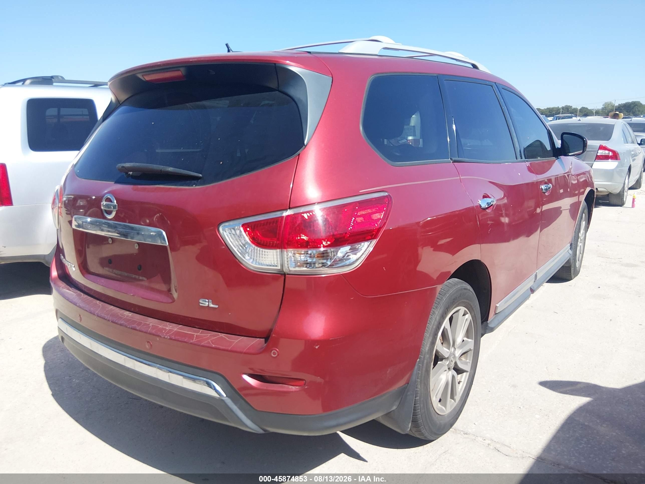 2013 Nissan Pathfinder Sl Red vin: 5N1AR2MN9DC681979