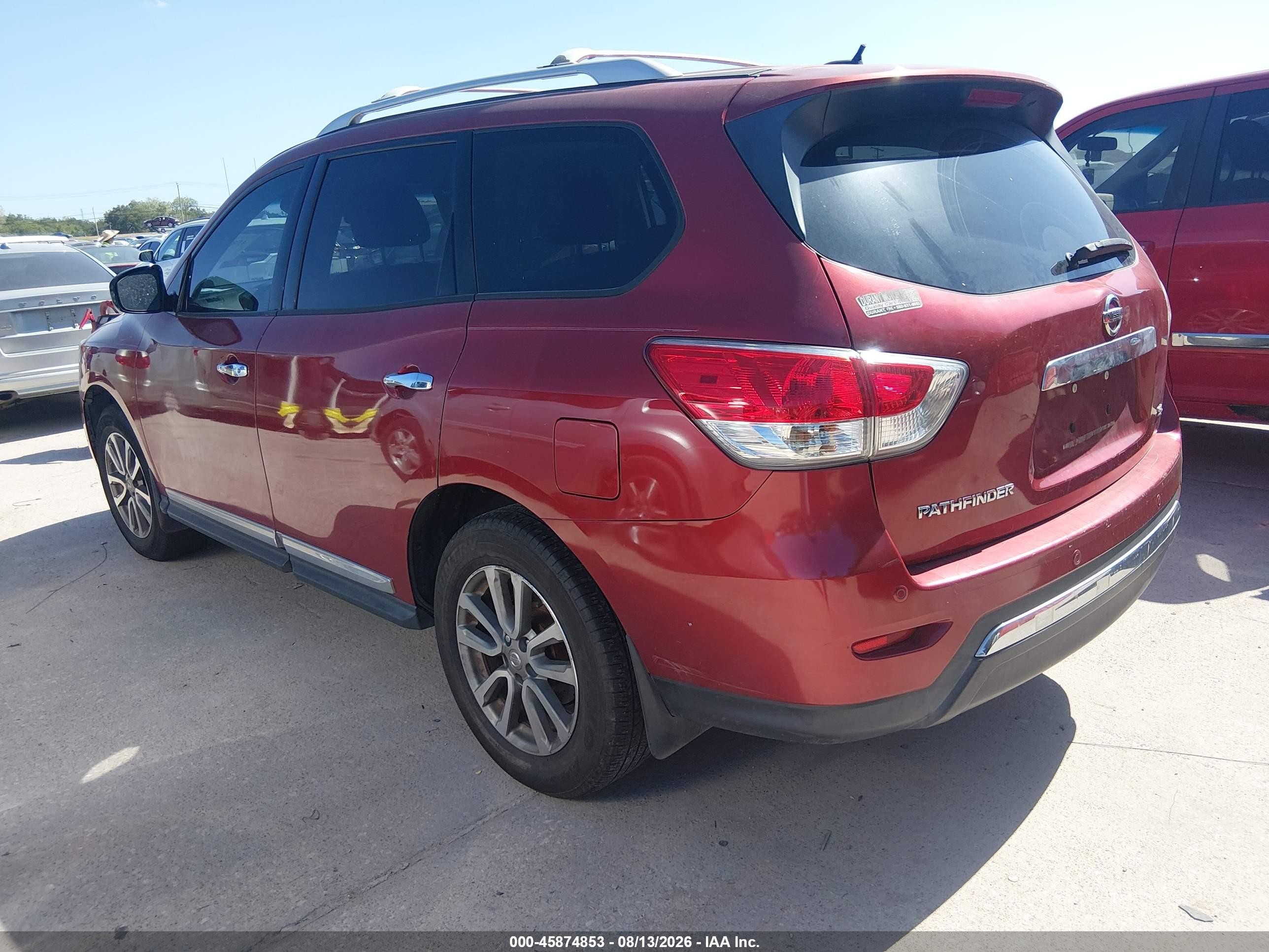 2013 Nissan Pathfinder Sl Red vin: 5N1AR2MN9DC681979