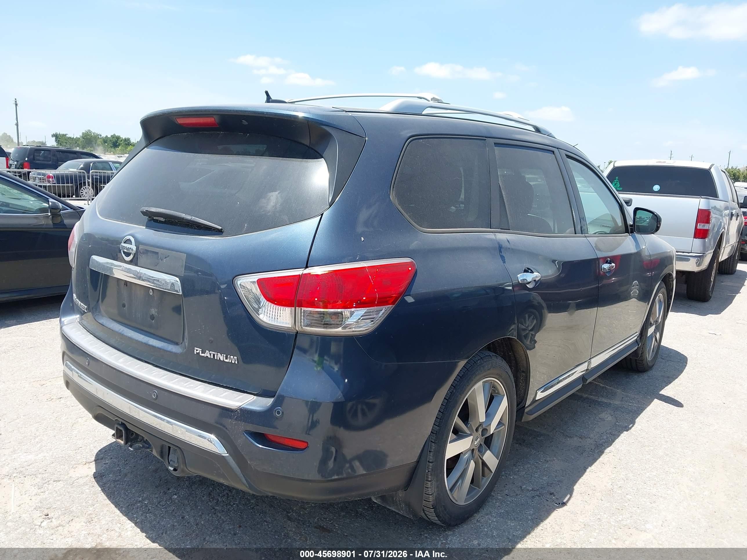 2014 Nissan Pathfinder Platinum Blue vin: 5N1AR2MN9EC636588
