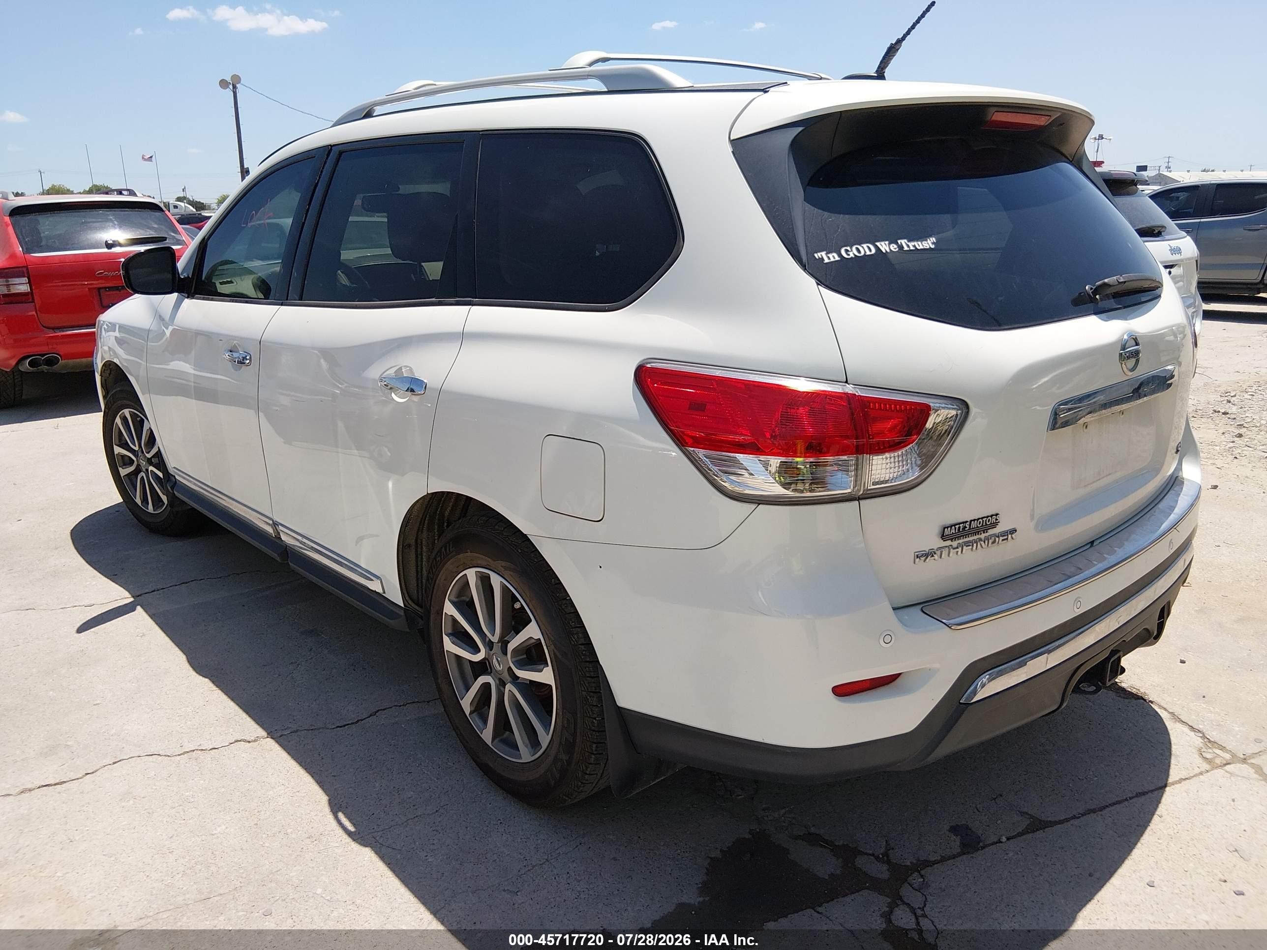 2014 Nissan Pathfinder Sl White vin: 5N1AR2MN9EC640964
