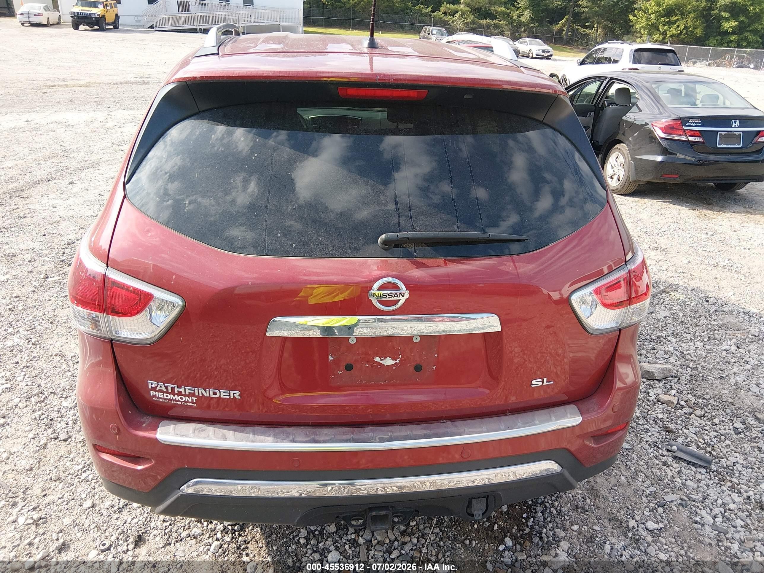 2014 Nissan Pathfinder Sl Red vin: 5N1AR2MN9EC685533