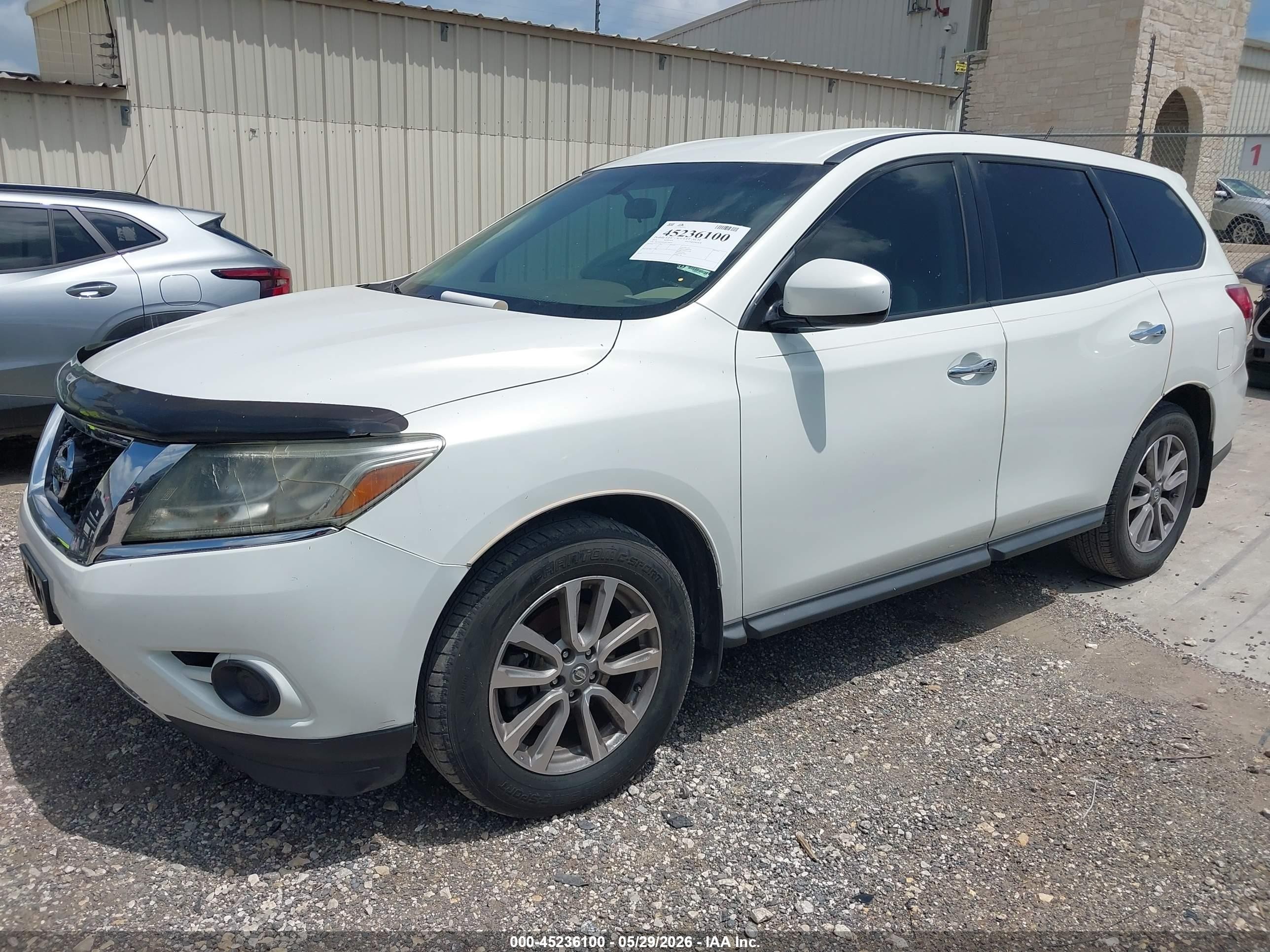 2014 Nissan Pathfinder S White vin: 5N1AR2MN9EC704436