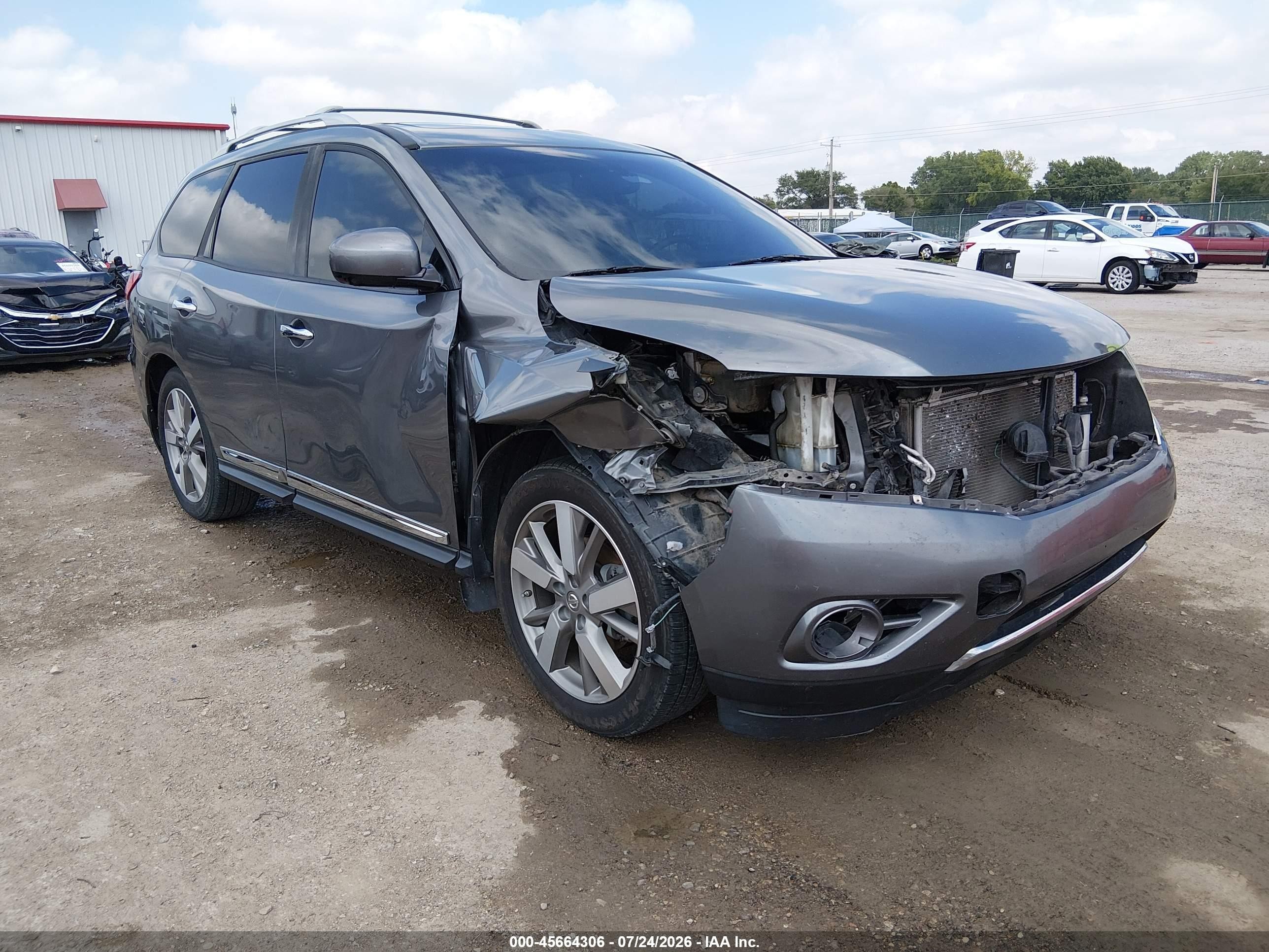 2015 Nissan Pathfinder Platinum Серый vin: 5N1AR2MN9FC663520