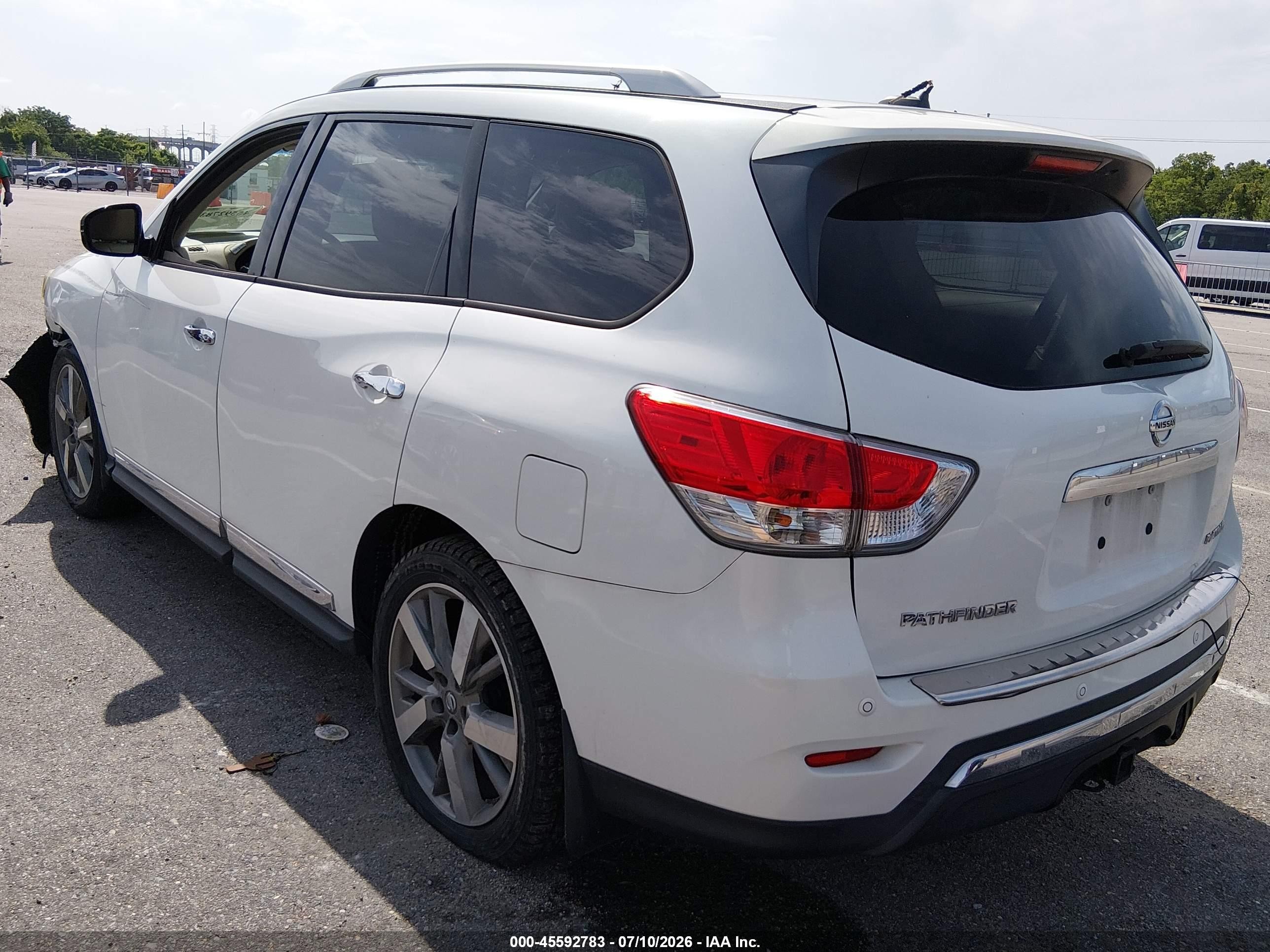 2014 Nissan Pathfinder Platinum White vin: 5N1AR2MNXEC655277
