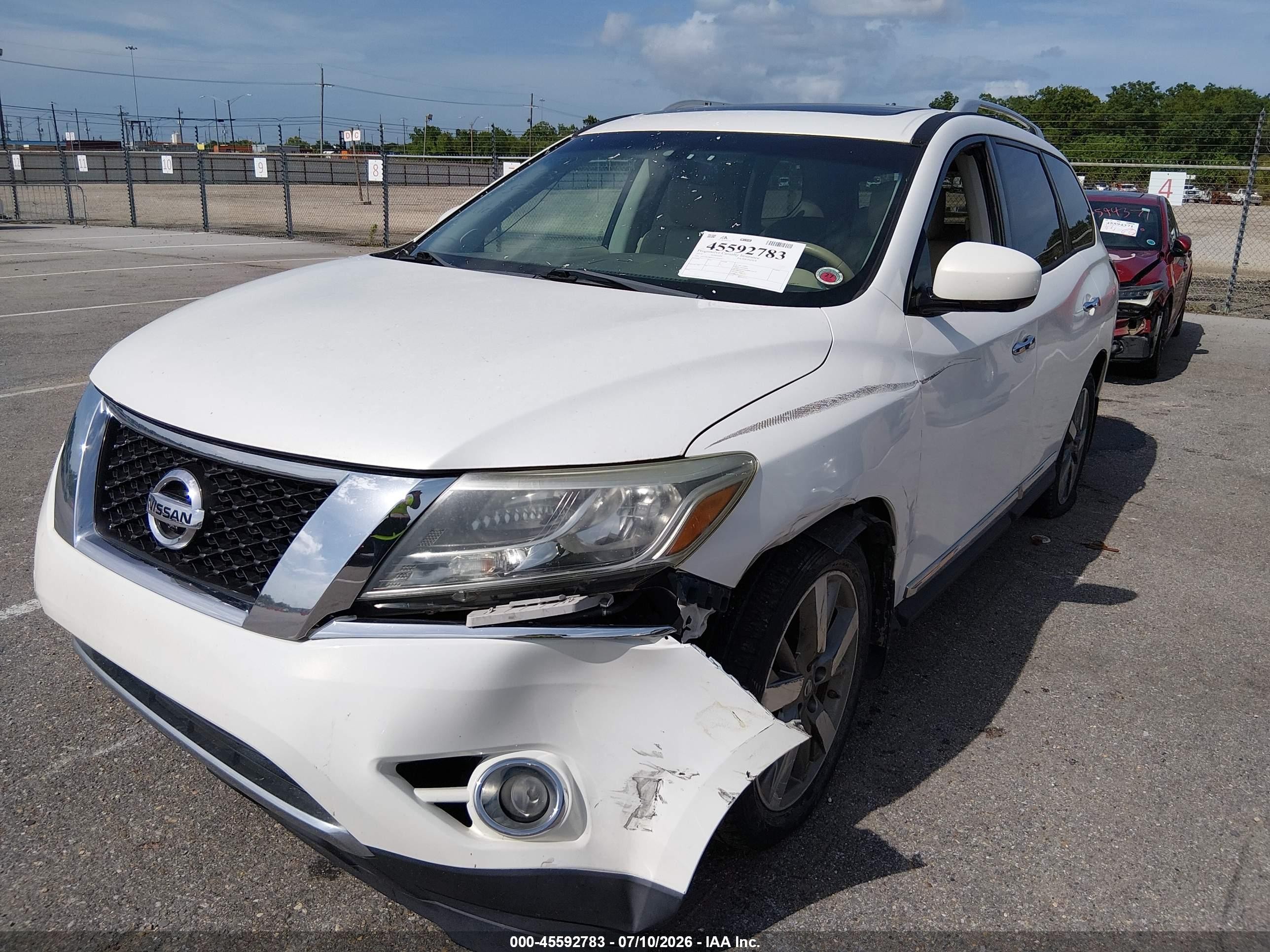 2014 Nissan Pathfinder Platinum White vin: 5N1AR2MNXEC655277