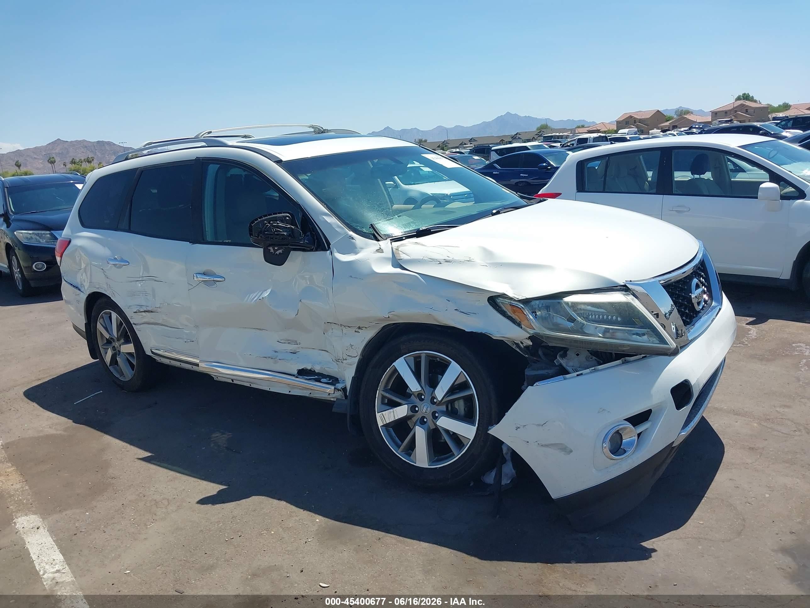 2014 Nissan Pathfinder Platinum White vin: 5N1AR2MNXEC721374