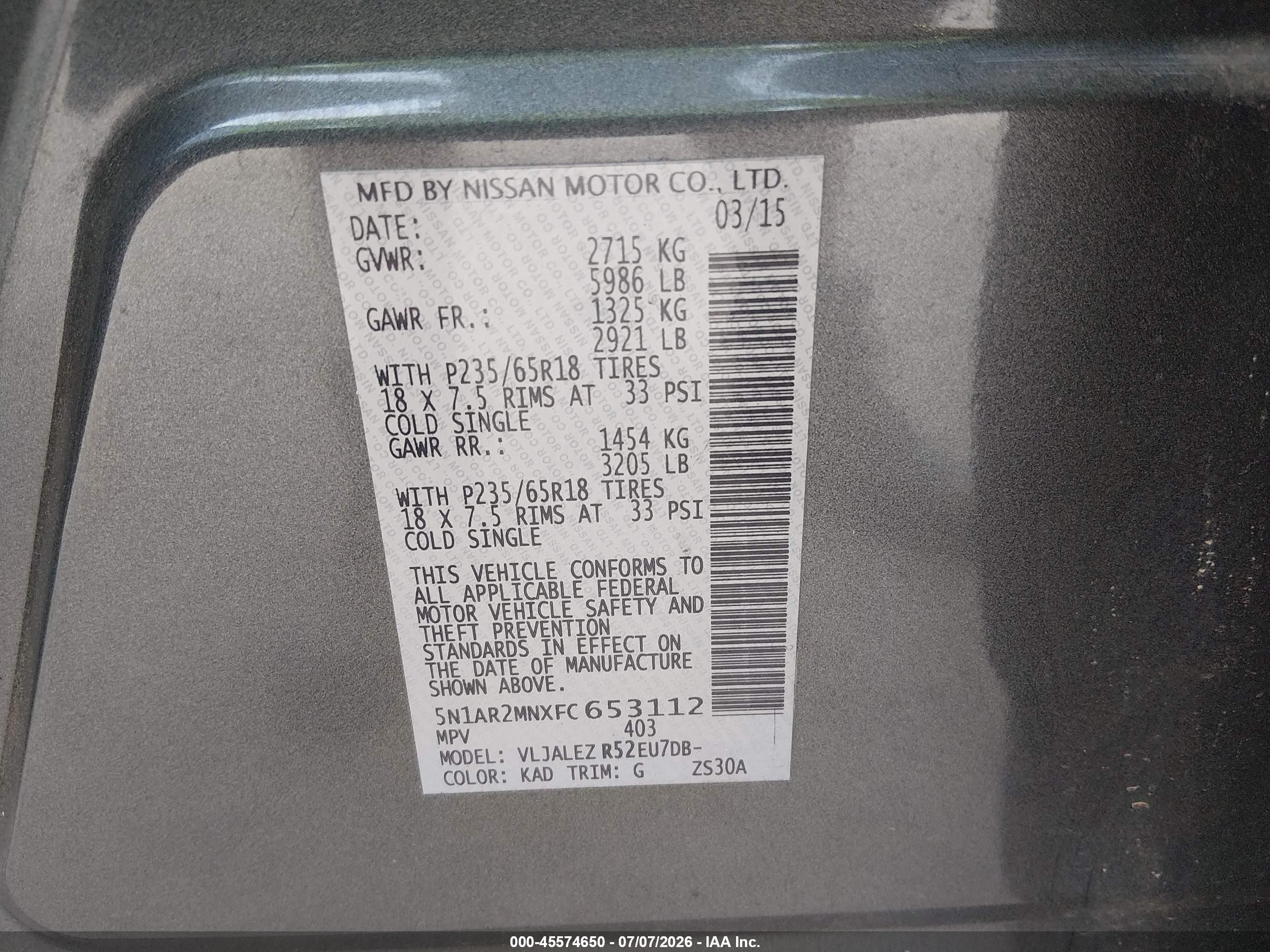 2015 Nissan Pathfinder Sv Silver vin: 5N1AR2MNXFC653112